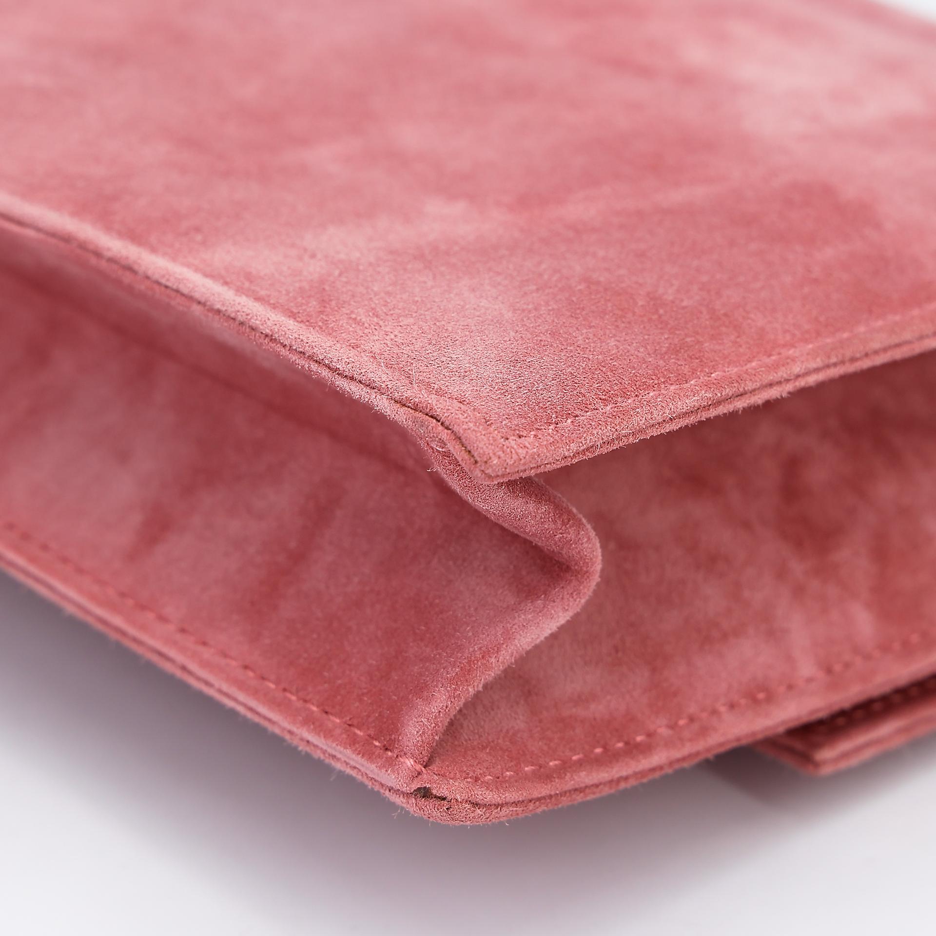 Excellent ( Rank SA ) HERMÈS Verrou 21 Clutch Rose Indien (5N) Doblis Suede Permabrass hardware Square R (2014) - 9
