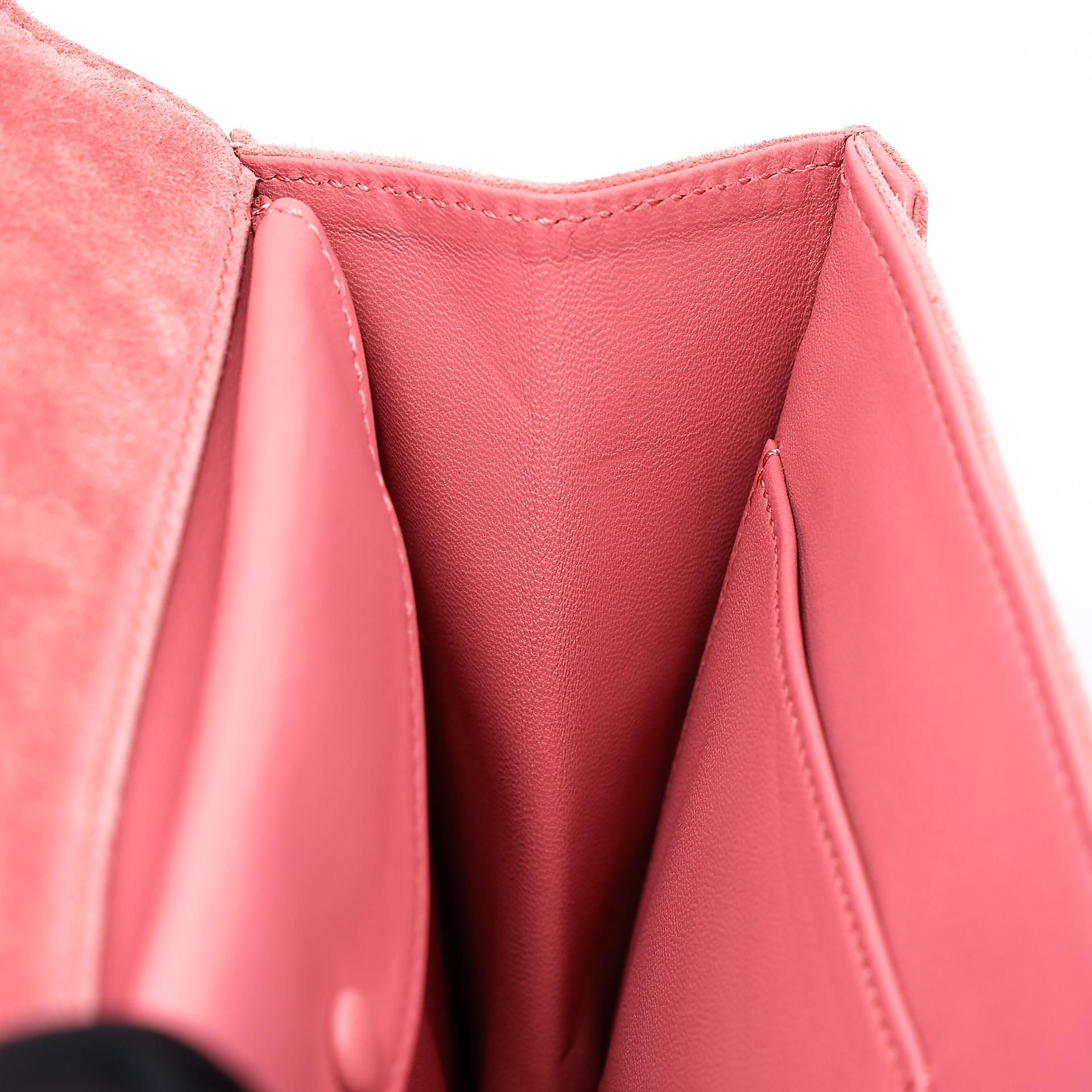 Excellent ( Rank SA ) HERMÈS Verrou 21 Clutch Rose Indien (5N) Doblis Suede Permabrass hardware Square R (2014) - 26