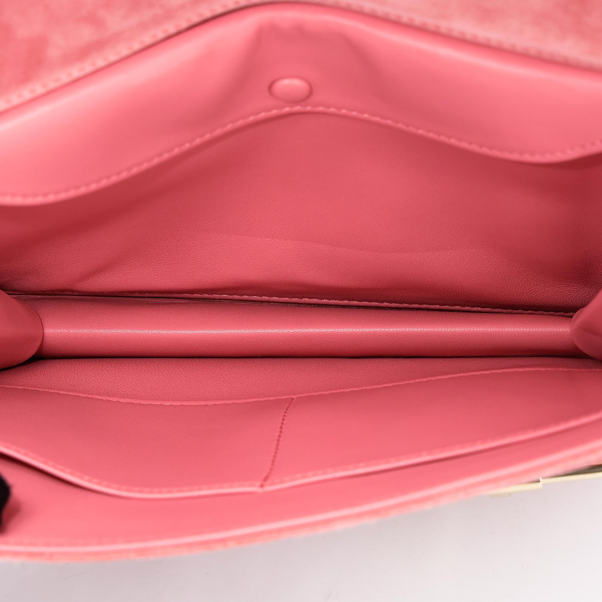 Excellent ( Rank SA ) HERMÈS Verrou 21 Clutch Rose Indien (5N) Doblis Suede Permabrass hardware Square R (2014) - 28