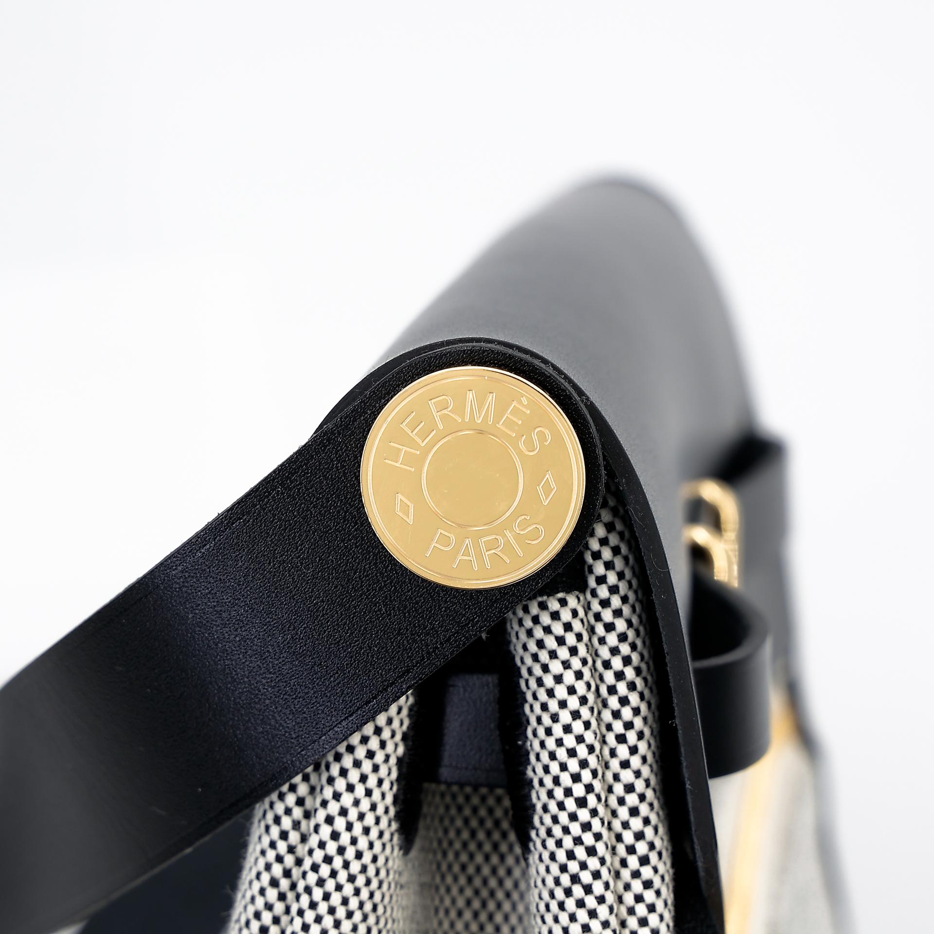 Brand New ( Rank N ) HERMÈS Herbag Zip Mini 20 Black (89) Leather Canvas Gold hardware W (2024) - 11