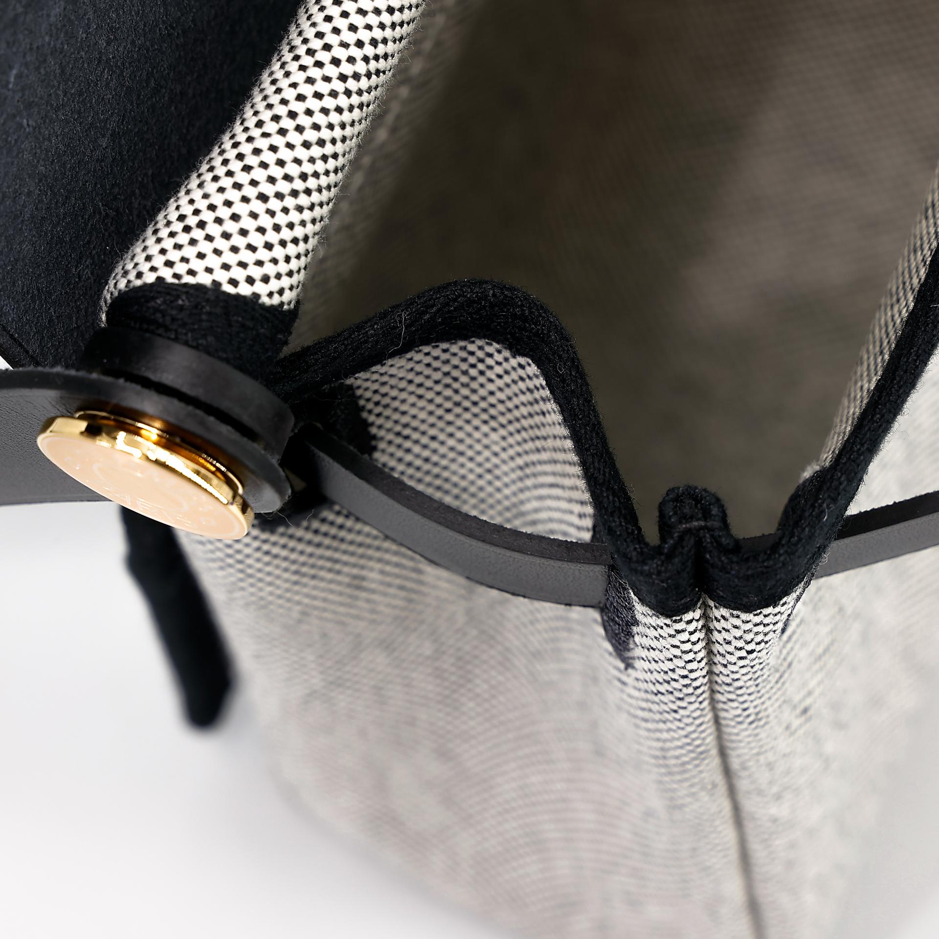 Brand New ( Rank N ) HERMÈS Herbag Zip Mini 20 Black (89) Leather Canvas Gold hardware W (2024) - 16