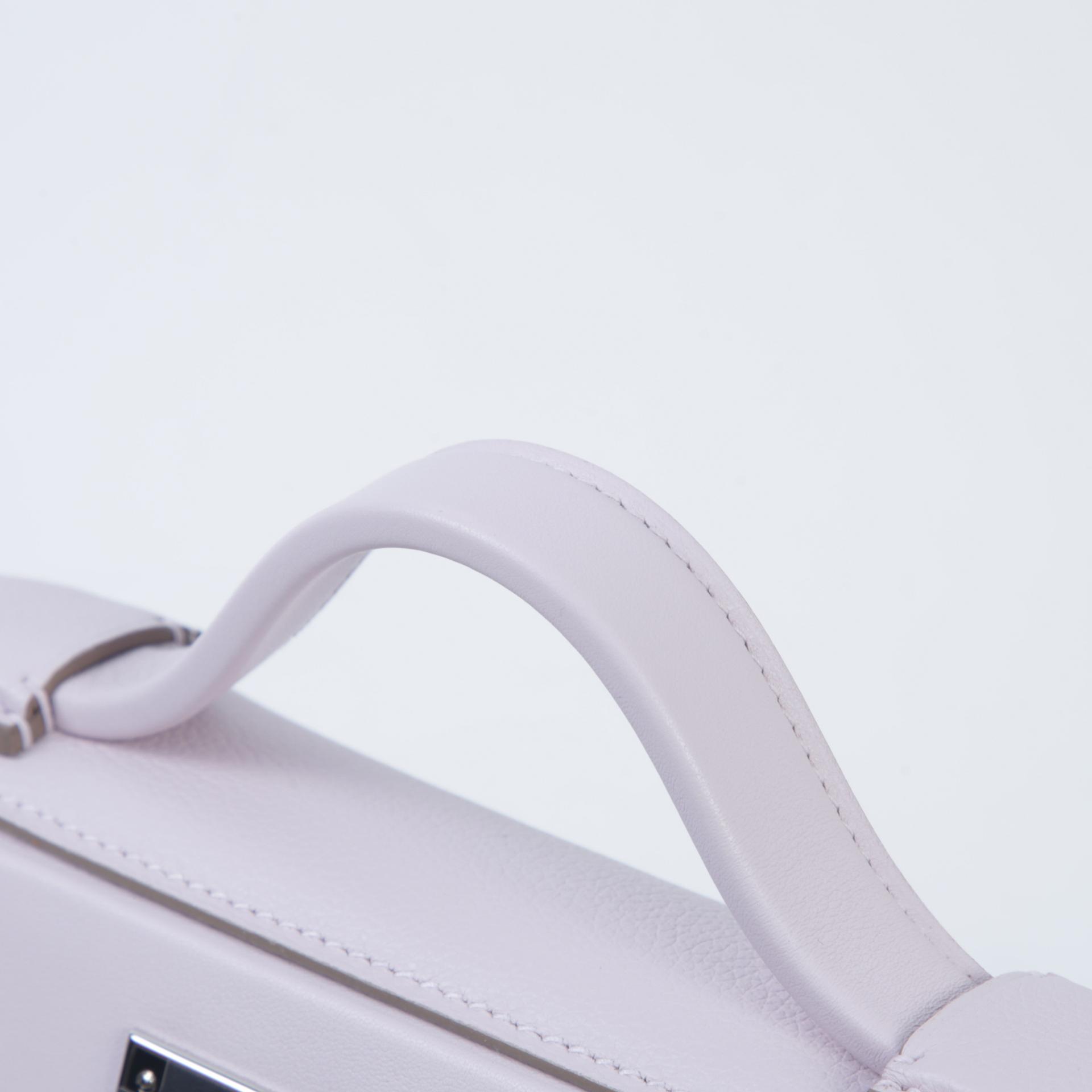 Unused ( Rank NS ) HERMÈS 24/24 - 21 mini Verso  Nata (I2) Mauve Pale (09) Evercolor Swift Palladium hardware B (2023) - 3
