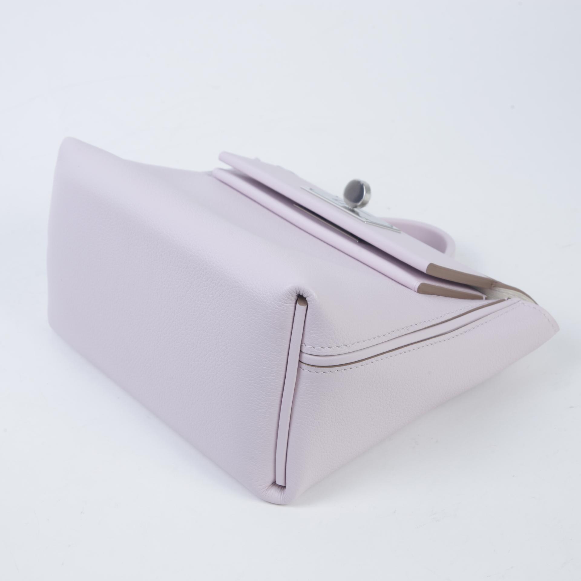 Unused ( Rank NS ) HERMÈS 24/24 - 21 mini Verso  Nata (I2) Mauve Pale (09) Evercolor Swift Palladium hardware B (2023) - 5