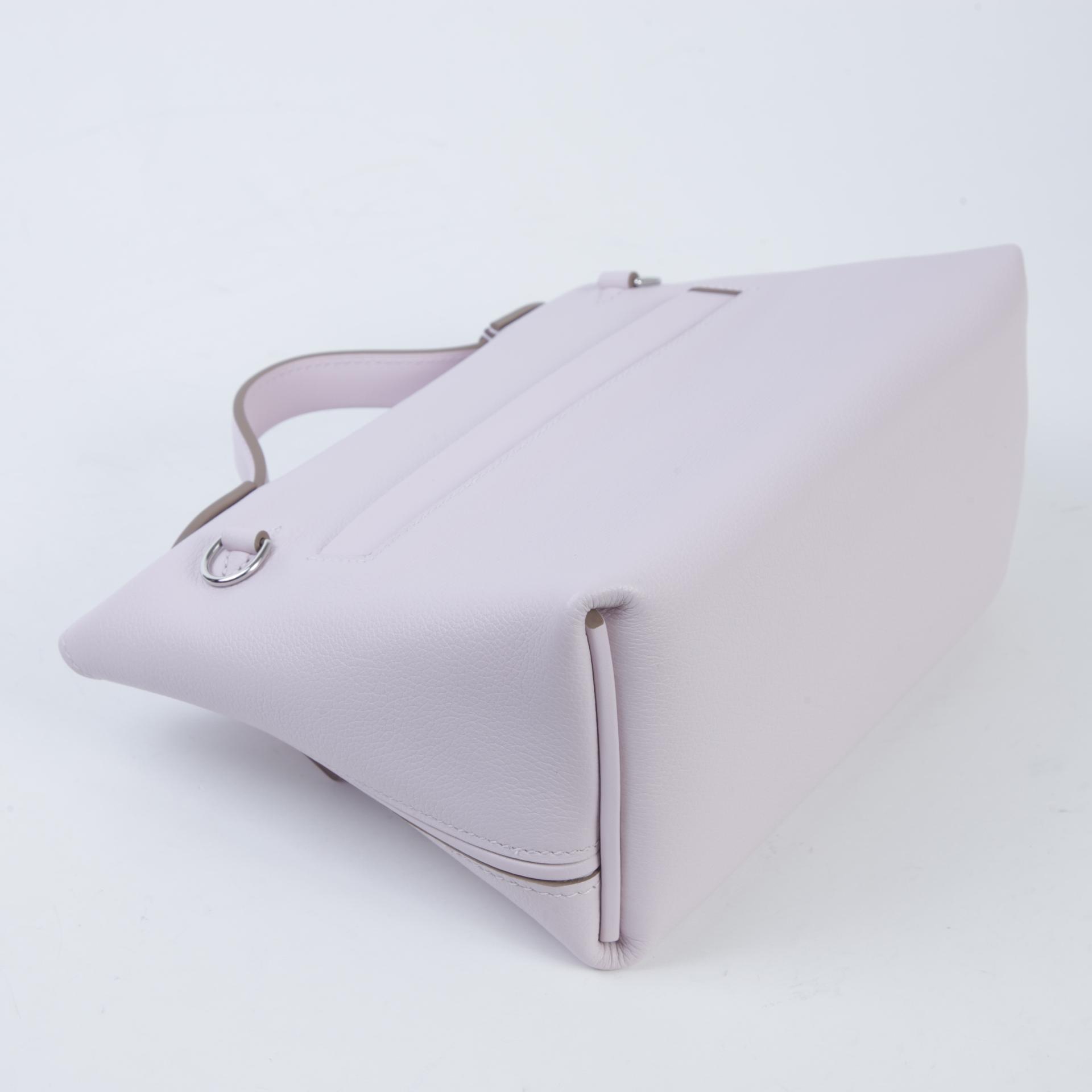 Unused ( Rank NS ) HERMÈS 24/24 - 21 mini Verso  Nata (I2) Mauve Pale (09) Evercolor Swift Palladium hardware B (2023) - 6