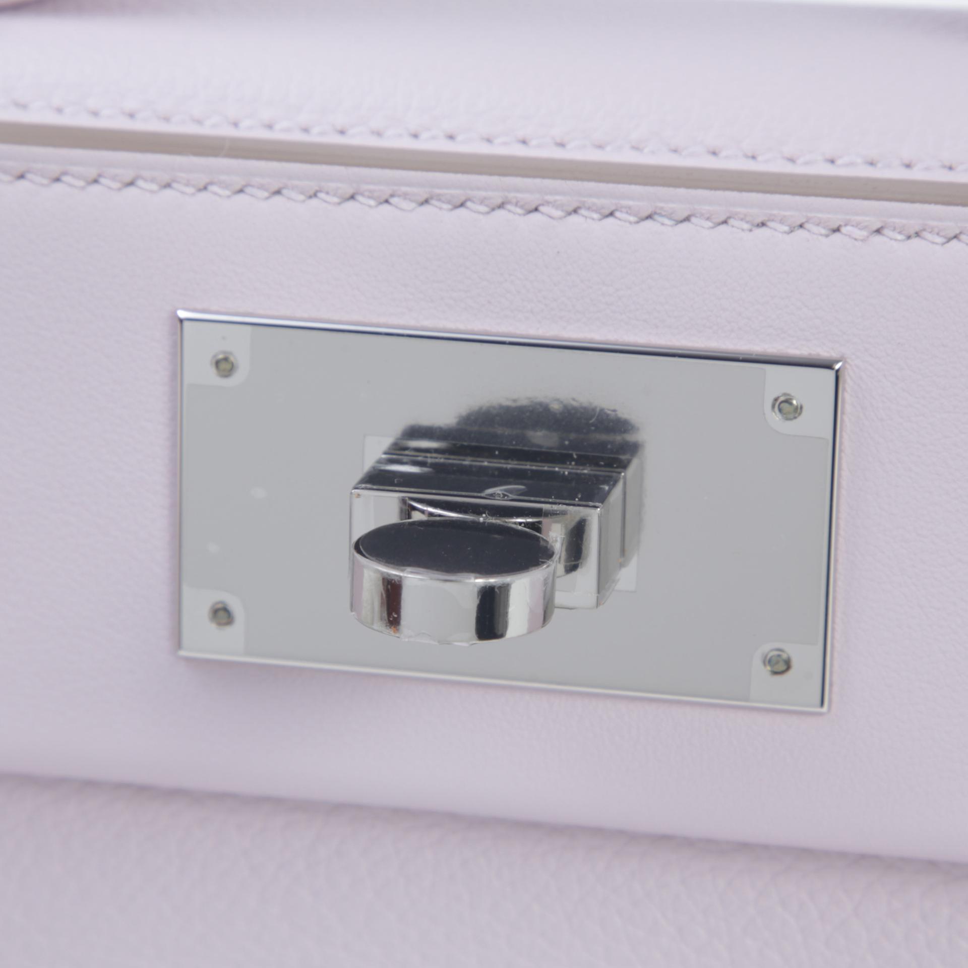 Unused ( Rank NS ) HERMÈS 24/24 - 21 mini Verso  Nata (I2) Mauve Pale (09) Evercolor Swift Palladium hardware B (2023) - 9