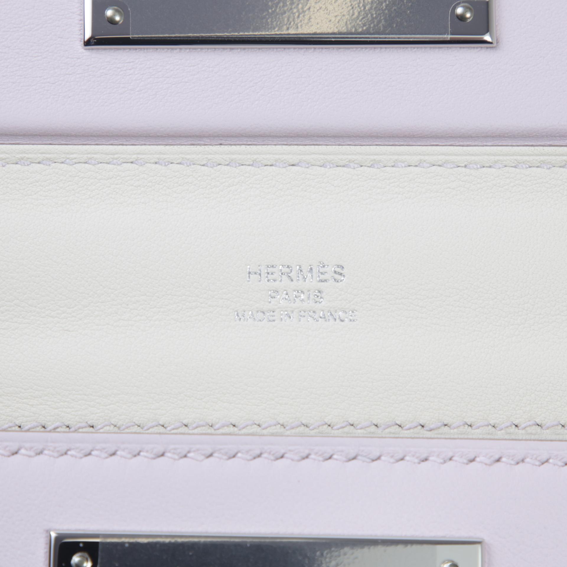 Unused ( Rank NS ) HERMÈS 24/24 - 21 mini Verso  Nata (I2) Mauve Pale (09) Evercolor Swift Palladium hardware B (2023) - 10