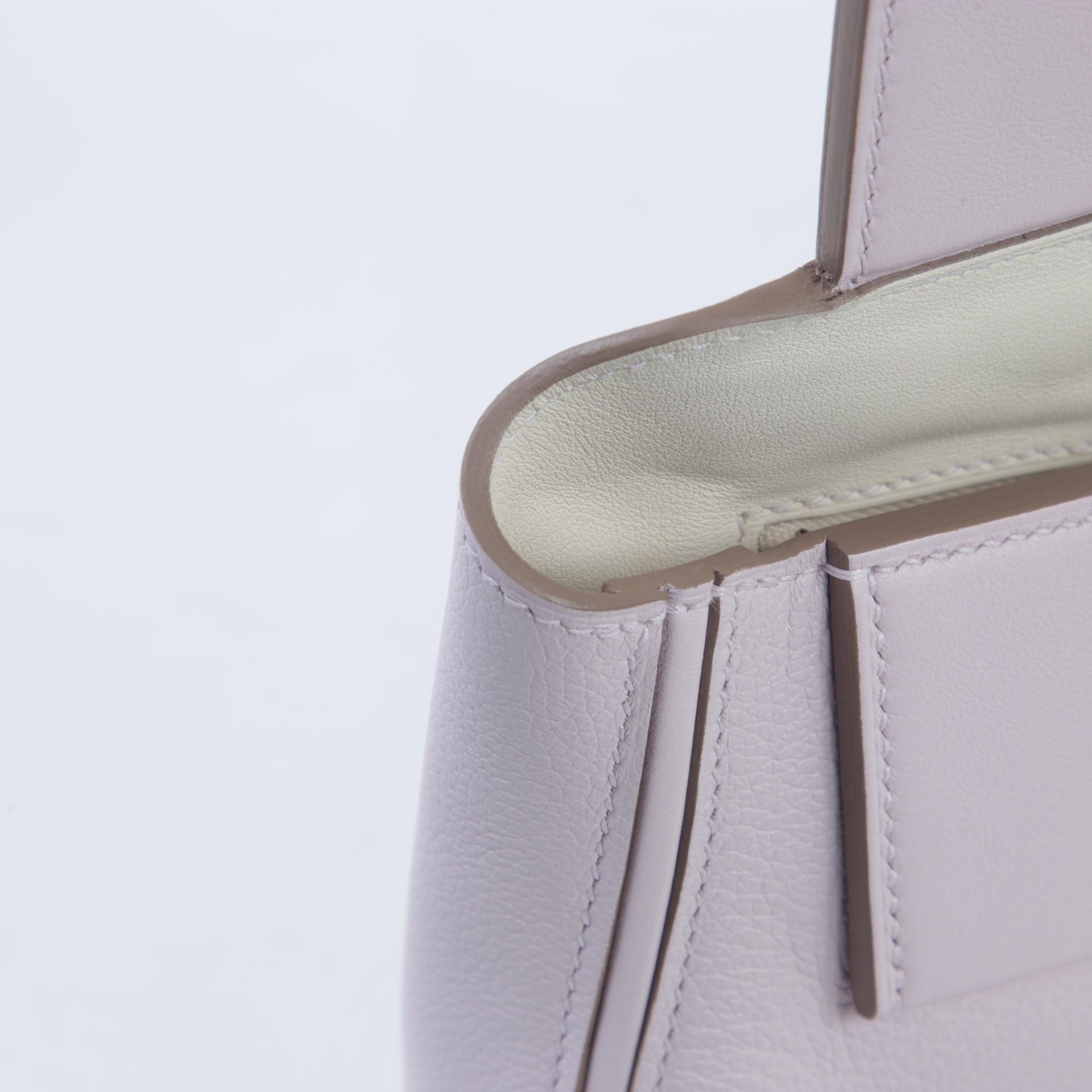 Unused ( Rank NS ) HERMÈS 24/24 - 21 mini Verso  Nata (I2) Mauve Pale (09) Evercolor Swift Palladium hardware B (2023) - 13