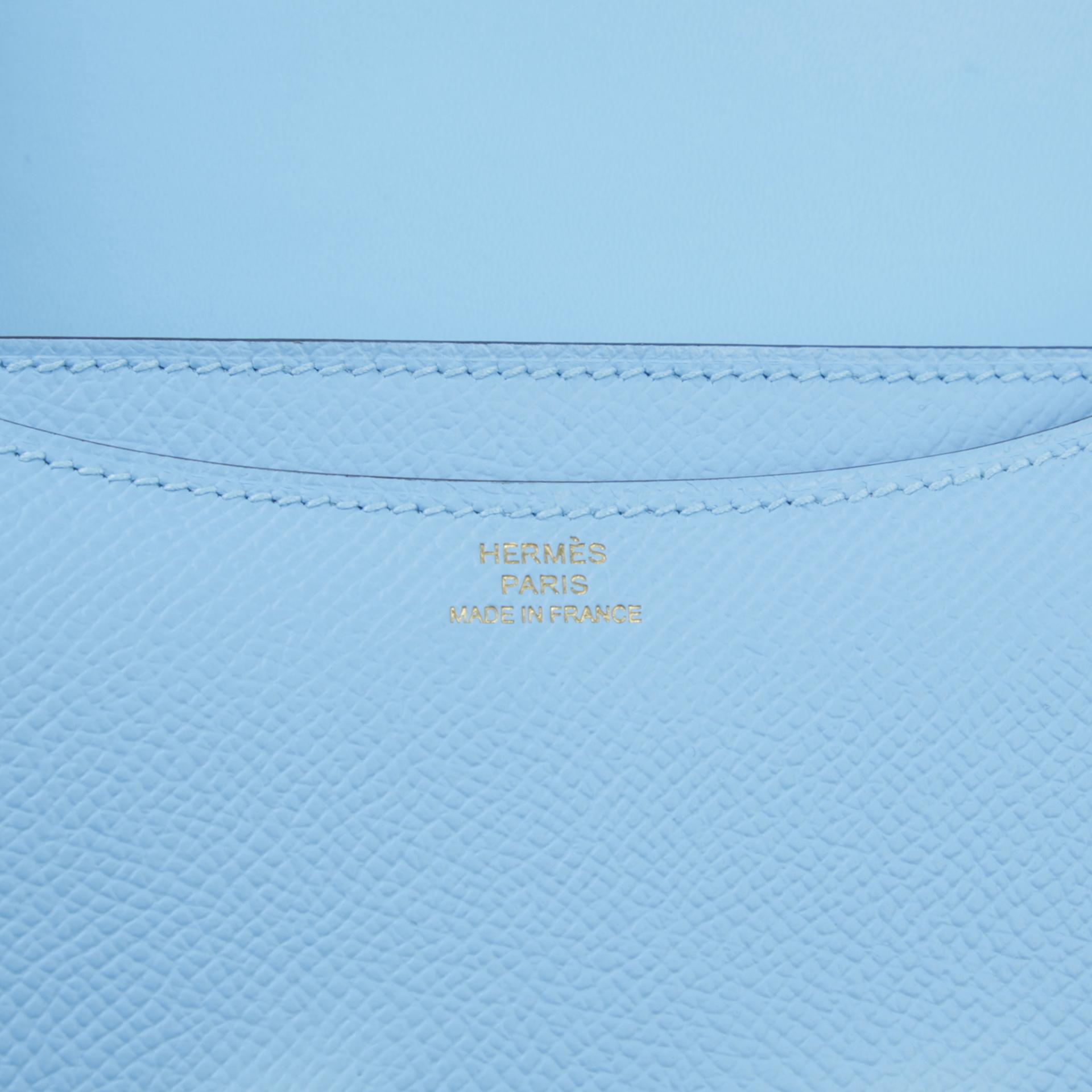 Excellent ( Rank SA )  HERMÈS  Constance Mini Celeste (7N) Epsom Gold hardware B (2023) - 10