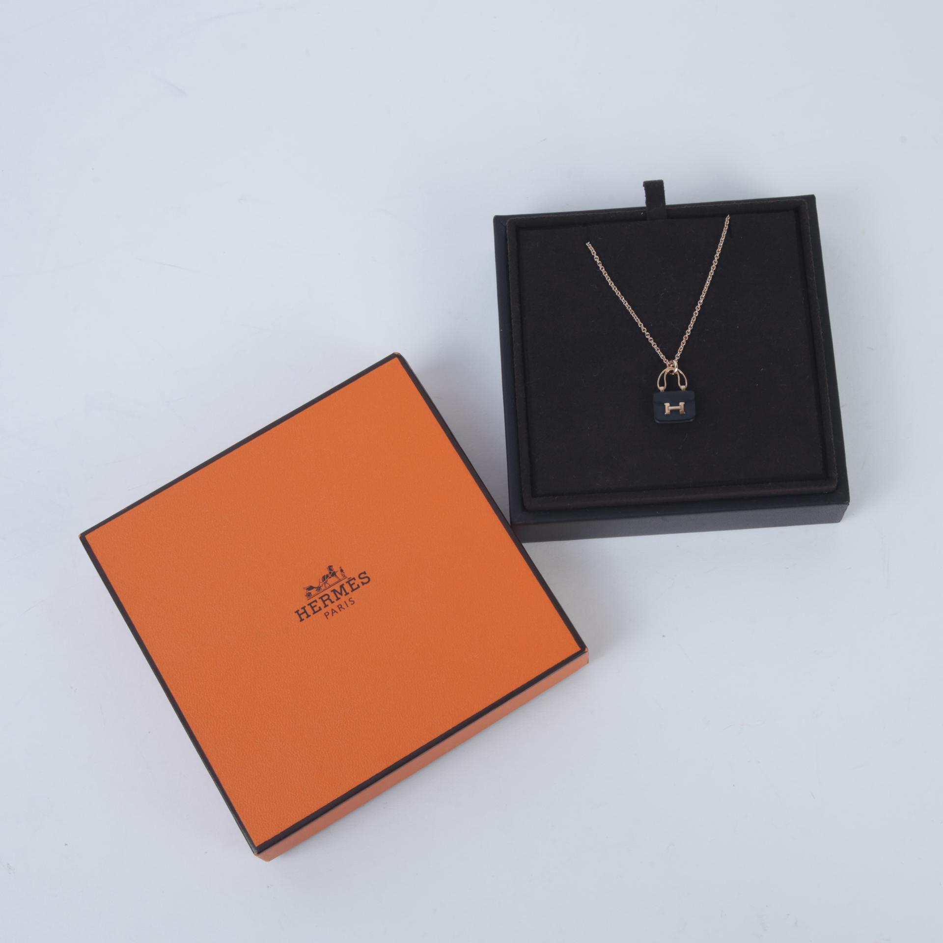 Unused ( Rank NS ) HERMÈS Amulettes Constance pendant Black Rose Gold Rose Gold hardware - 6