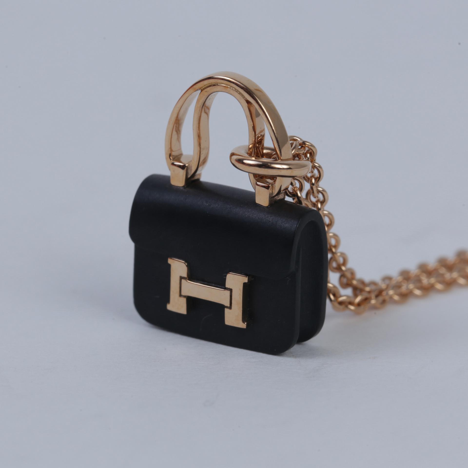 Unused ( Rank NS ) HERMÈS Amulettes Constance pendant Black Rose Gold Rose Gold hardware - 2