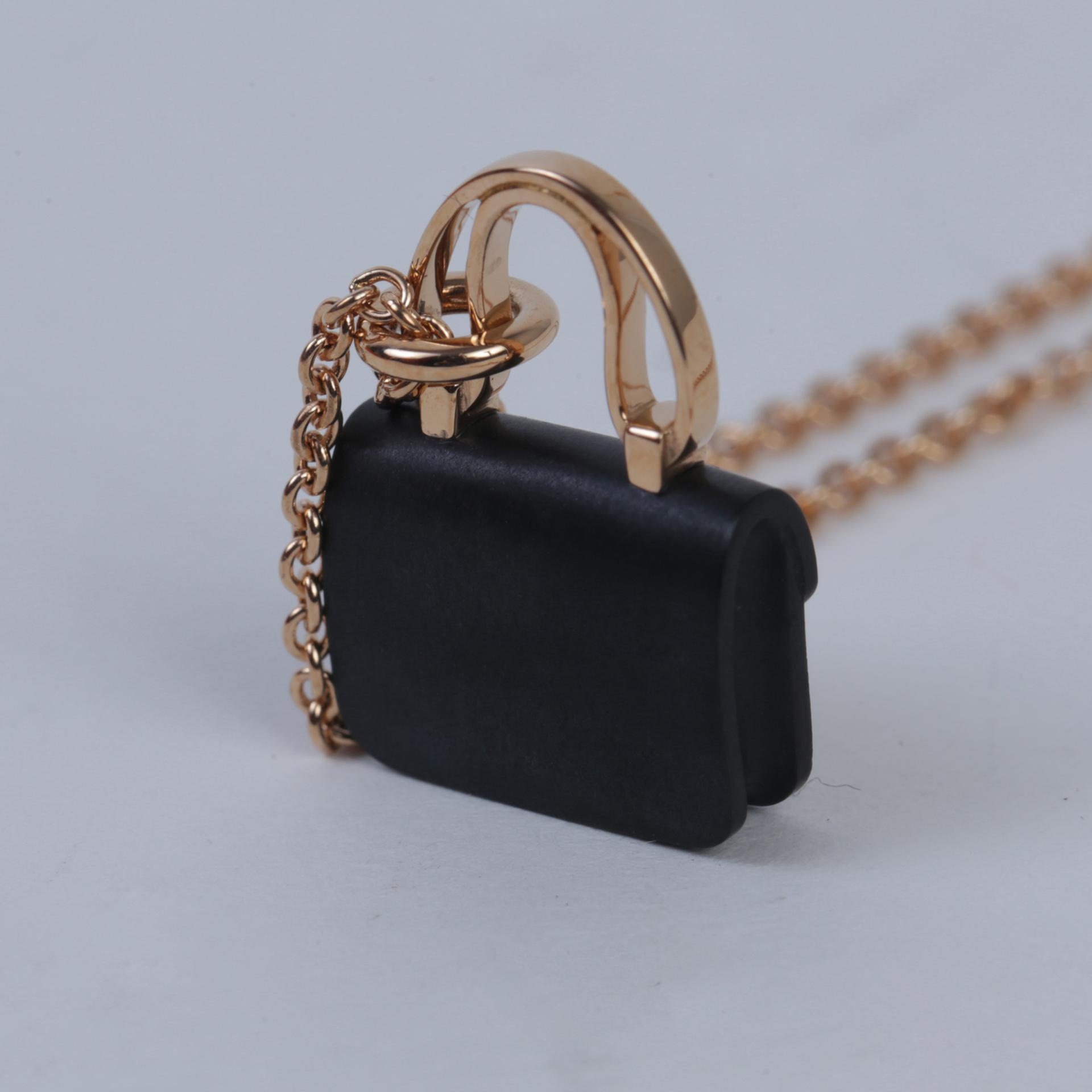 Unused ( Rank NS ) HERMÈS Amulettes Constance pendant Black Rose Gold Rose Gold hardware - 3