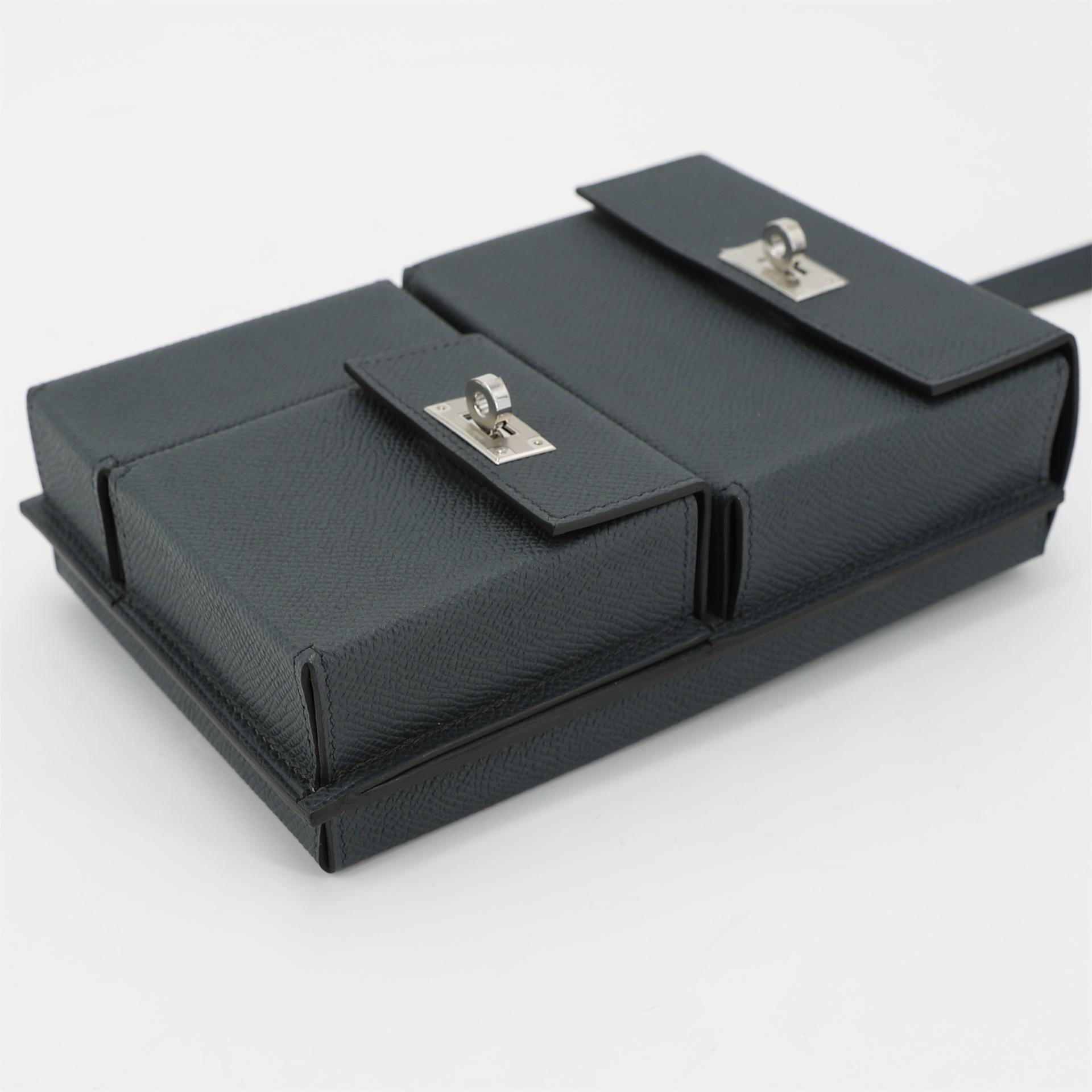 Brand New ( Rank N ) HERMÈS Kelly Multipocket To Go Pouch Gris misty (H0) Epsom Palladium hardware W (2024) - 5