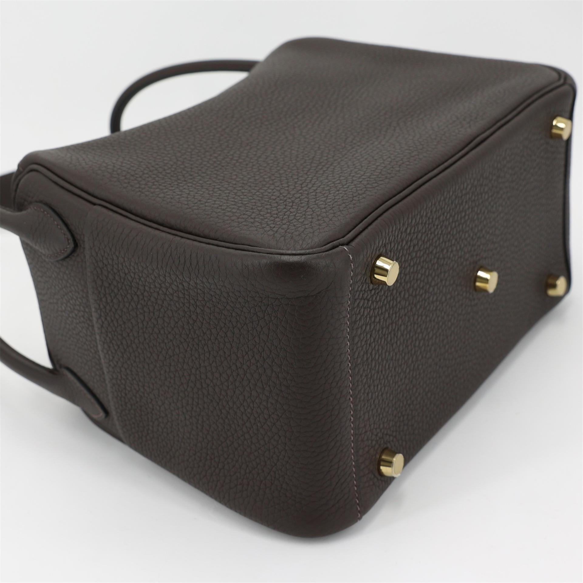 Excellent ( Rank SA ) HERMÈS Lindy 26 Ebene (46) Clemence Gold hardware D (2019) - 6