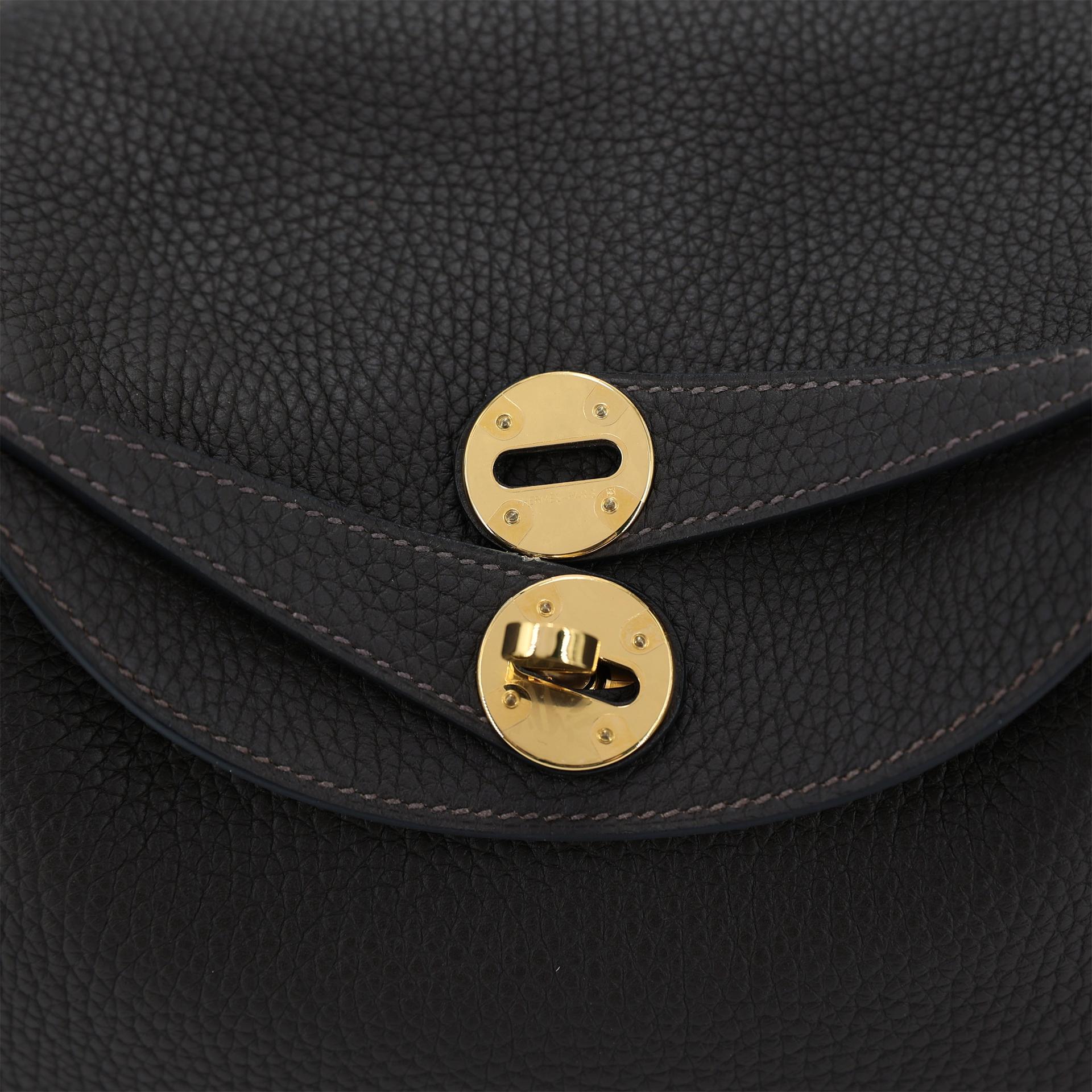 Excellent ( Rank SA ) HERMÈS Lindy 26 Ebene (46) Clemence Gold hardware D (2019) - 8