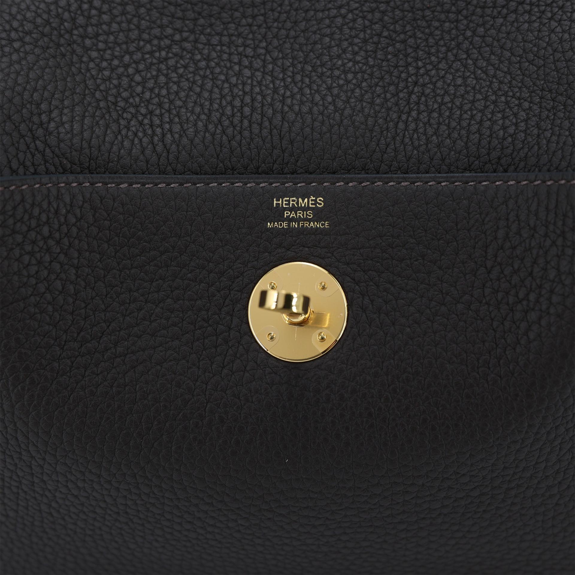Excellent ( Rank SA ) HERMÈS Lindy 26 Ebene (46) Clemence Gold hardware D (2019) - 9