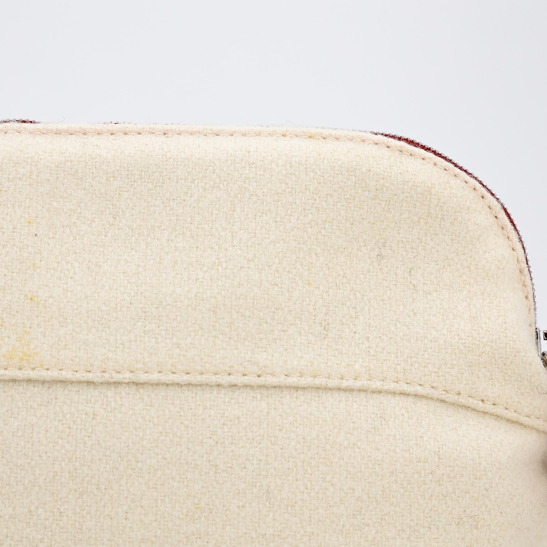 A美品 HERMÈS 愛馬仕 Bolide Zip Top PM 化妝包 米色 Beige 羊毛 銀扣 - 9