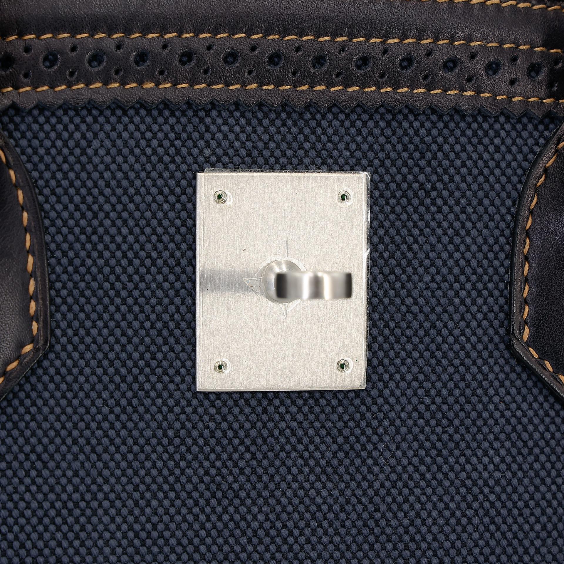 中古AB HERMÈS 爱马仕 Birkin Ghillies 35 Fonce Denim 89 黑色 Noir 帆布 Evercalf皮 拉丝银扣 □P刻 2012年 - 21
