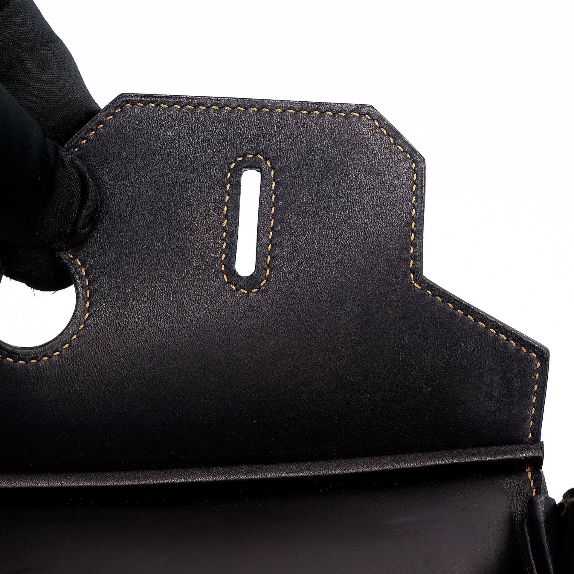 中古AB HERMÈS 爱马仕 Birkin Ghillies 35 Fonce Denim 89 黑色 Noir 帆布 Evercalf皮 拉丝银扣 □P刻 2012年 - 22