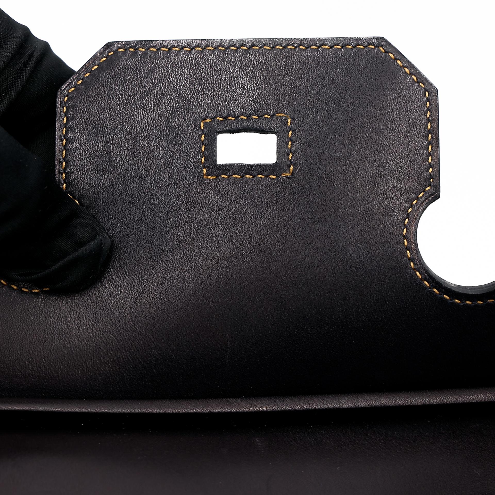 中古AB HERMÈS 爱马仕 Birkin Ghillies 35 Fonce Denim 89 黑色 Noir 帆布 Evercalf皮 拉丝银扣 □P刻 2012年 - 23