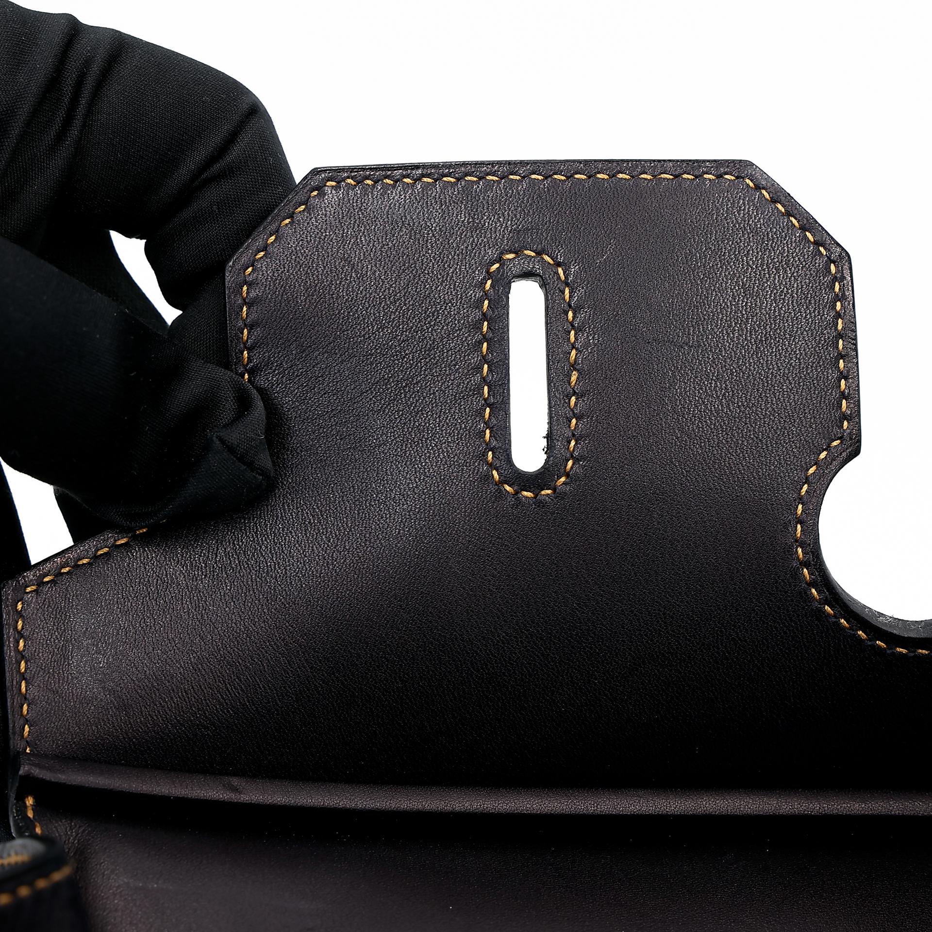 中古AB HERMÈS 爱马仕 Birkin Ghillies 35 Fonce Denim 89 黑色 Noir 帆布 Evercalf皮 拉丝银扣 □P刻 2012年 - 24