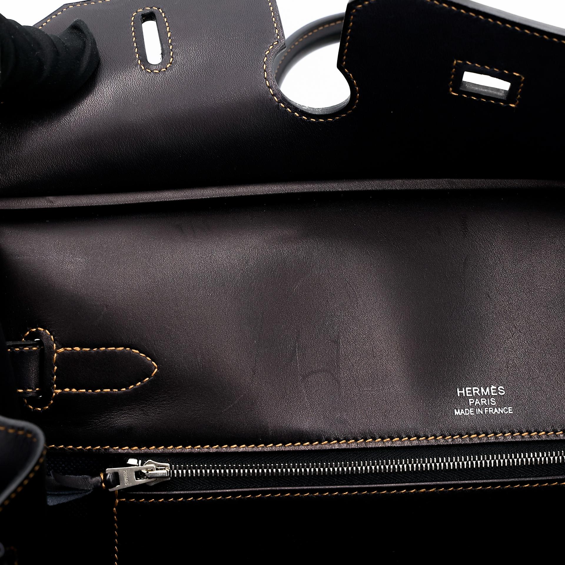 中古AB HERMÈS 爱马仕 Birkin Ghillies 35 Fonce Denim 89 黑色 Noir 帆布 Evercalf皮 拉丝银扣 □P刻 2012年 - 25