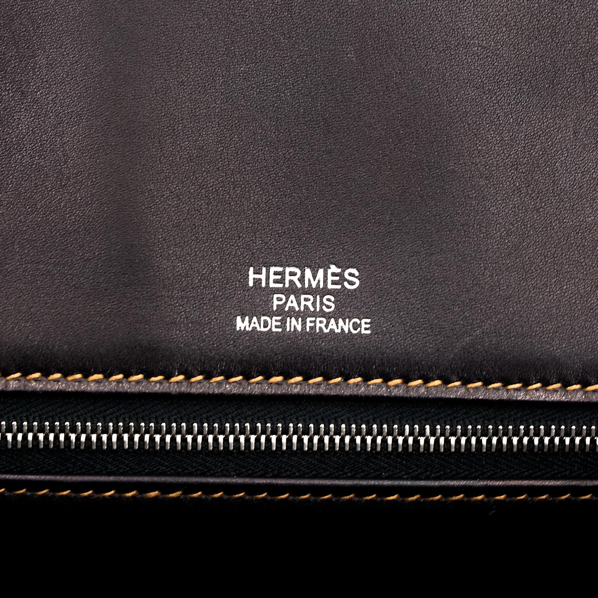 中古AB HERMÈS 爱马仕 Birkin Ghillies 35 Fonce Denim 89 黑色 Noir 帆布 Evercalf皮 拉丝银扣 □P刻 2012年 - 26