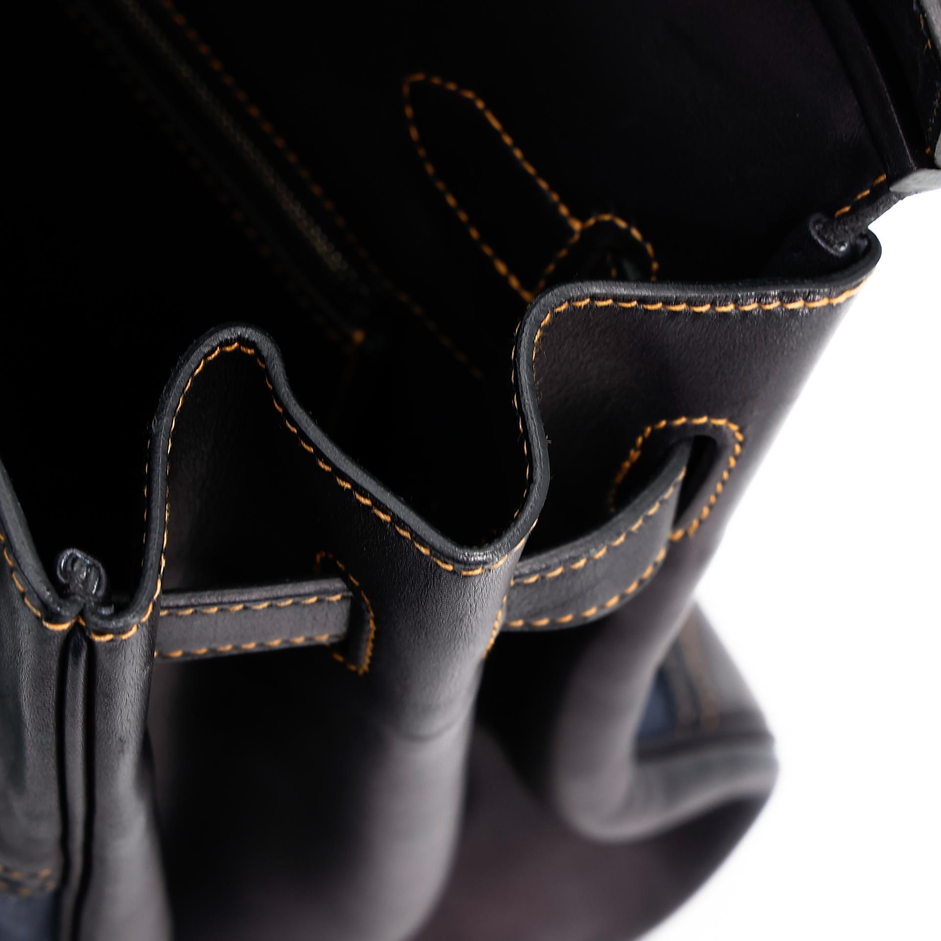 中古AB HERMÈS 爱马仕 Birkin Ghillies 35 Fonce Denim 89 黑色 Noir 帆布 Evercalf皮 拉丝银扣 □P刻 2012年 - 29