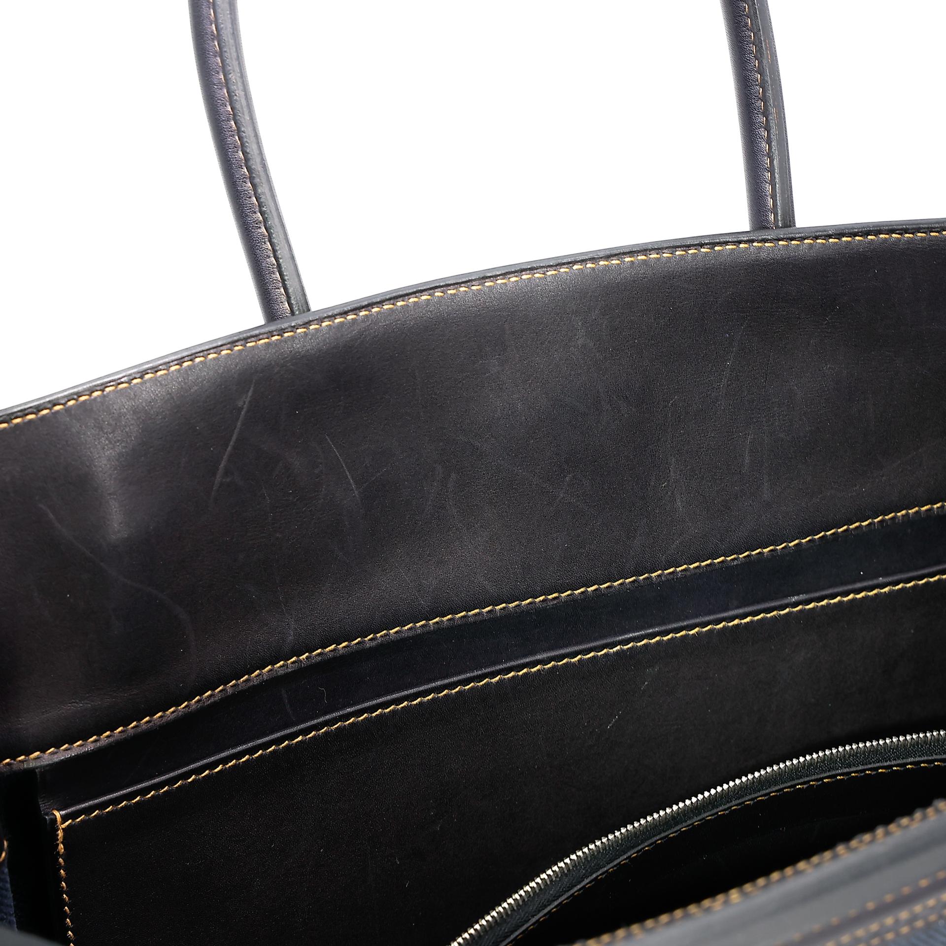中古AB HERMÈS 爱马仕 Birkin Ghillies 35 Fonce Denim 89 黑色 Noir 帆布 Evercalf皮 拉丝银扣 □P刻 2012年 - 32