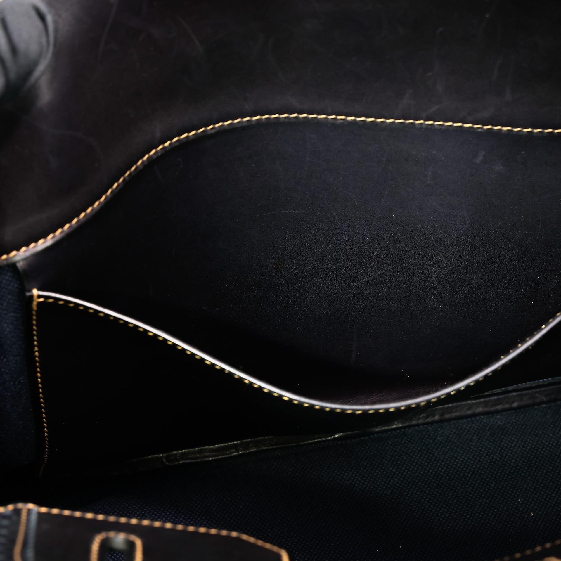 中古AB HERMÈS 爱马仕 Birkin Ghillies 35 Fonce Denim 89 黑色 Noir 帆布 Evercalf皮 拉丝银扣 □P刻 2012年 - 33