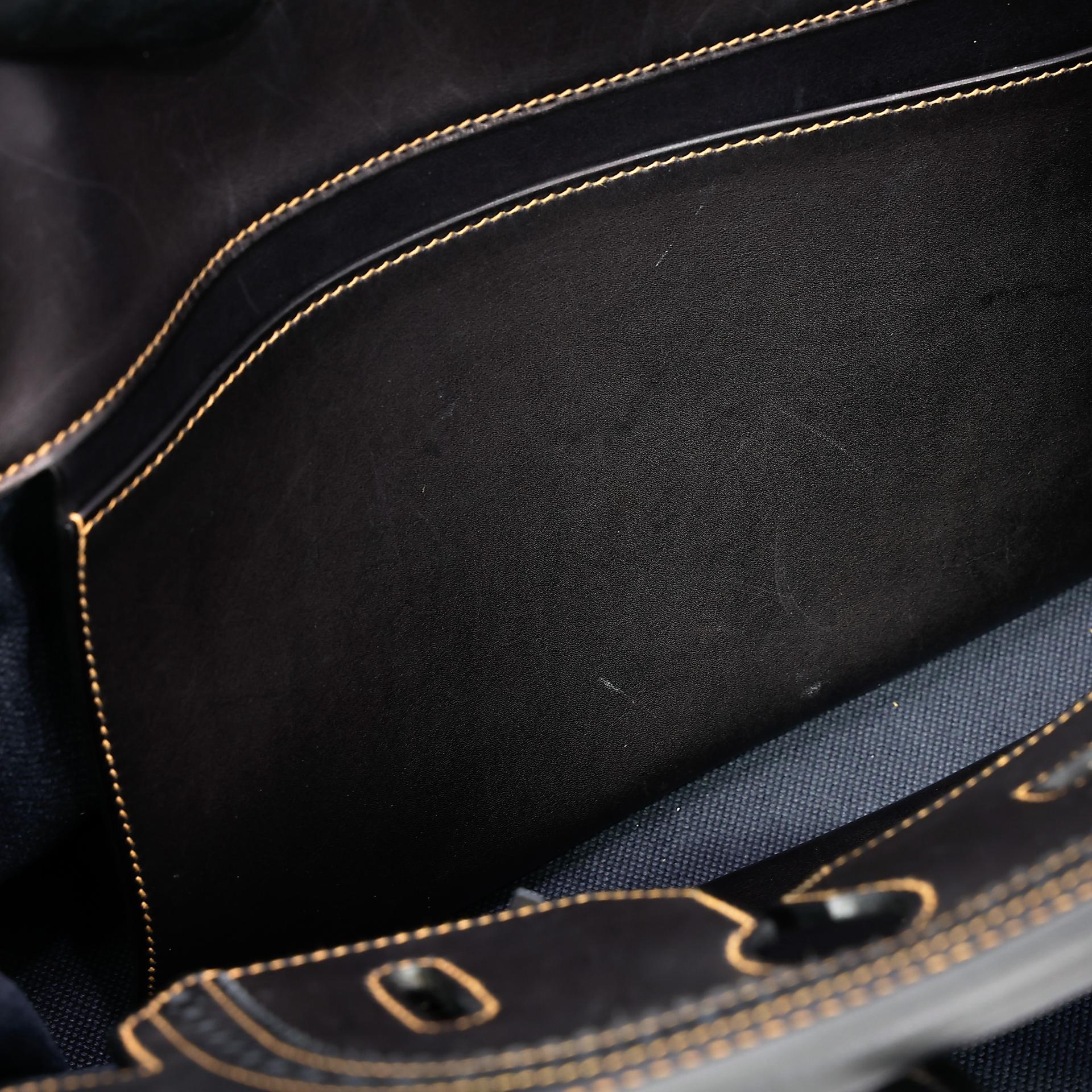 中古AB HERMÈS 爱马仕 Birkin Ghillies 35 Fonce Denim 89 黑色 Noir 帆布 Evercalf皮 拉丝银扣 □P刻 2012年 - 34