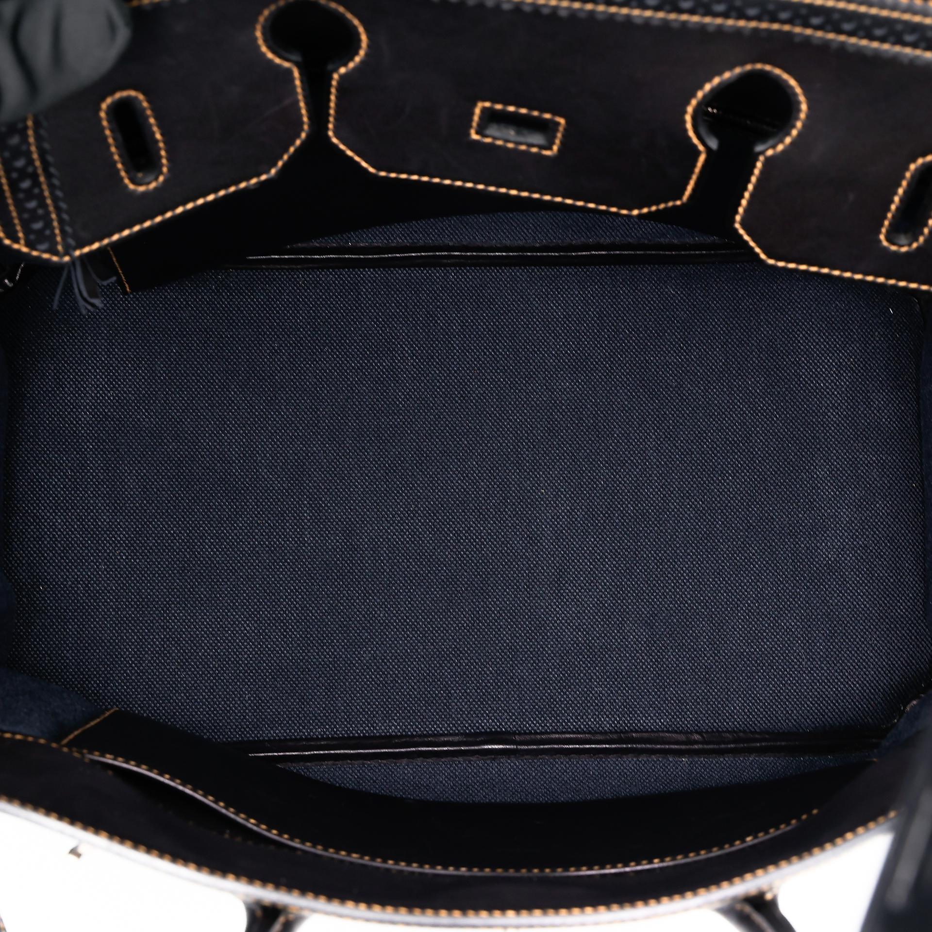 中古AB HERMÈS 爱马仕 Birkin Ghillies 35 Fonce Denim 89 黑色 Noir 帆布 Evercalf皮 拉丝银扣 □P刻 2012年 - 35