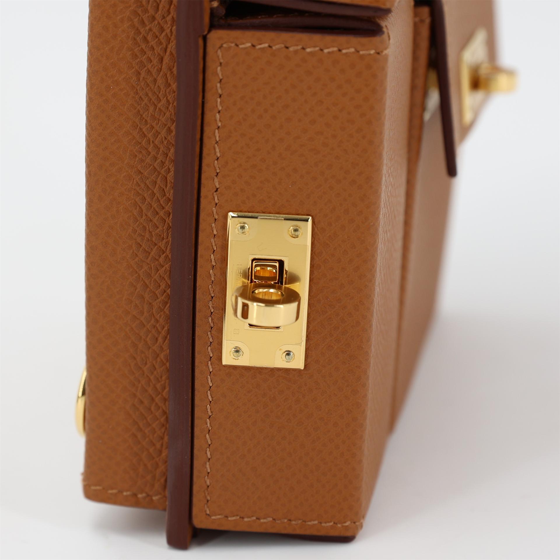 Brand New ( Rank N ) HERMÈS Kelly Multipocket To Go Pouch Gold (37) Epsom Gold hardware W (2024) - 14