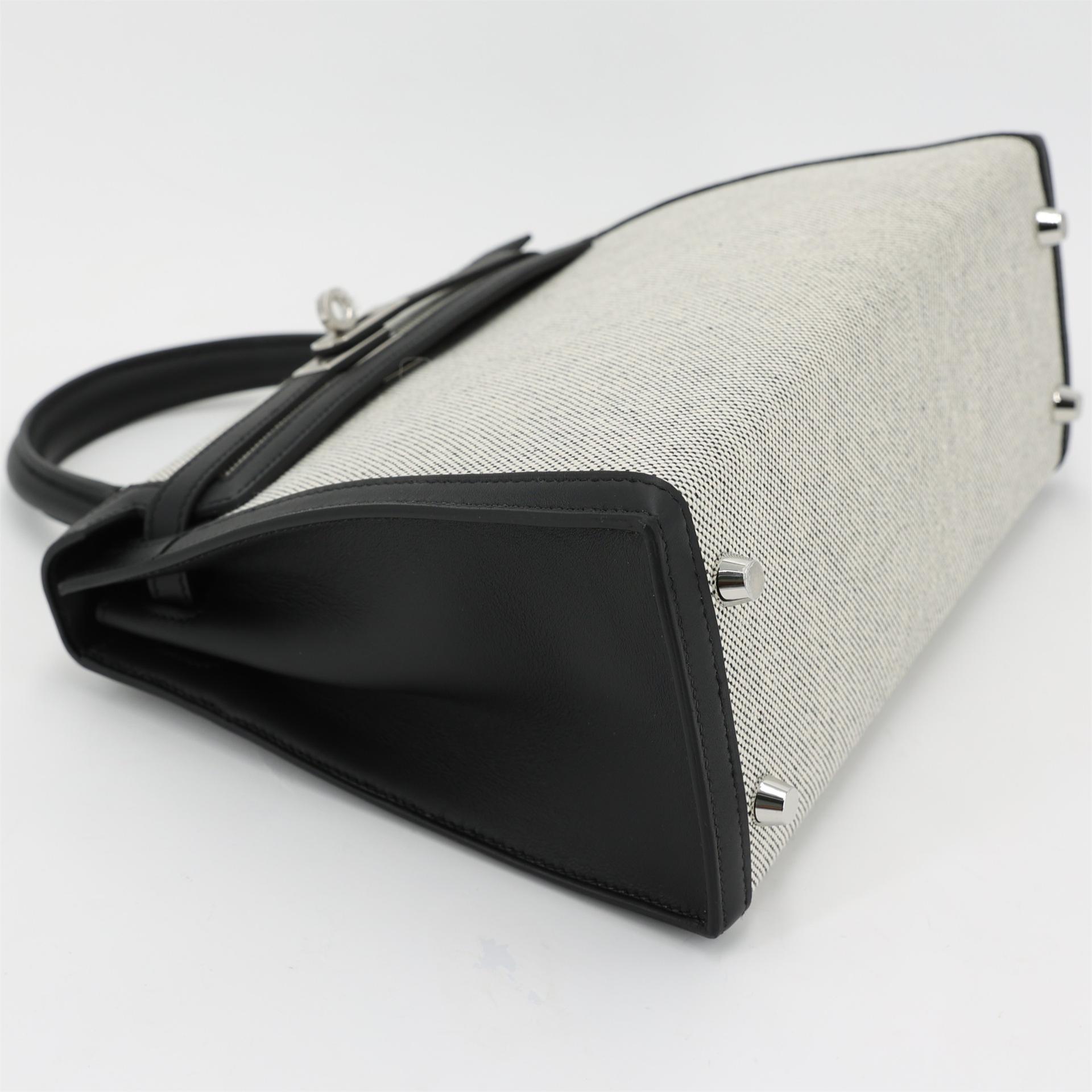 Brand New ( Rank N ) HERMÈS Kelly 25 Sellier Black (89) Swift Toile H canvas Palladium hardware W (2024) - 4