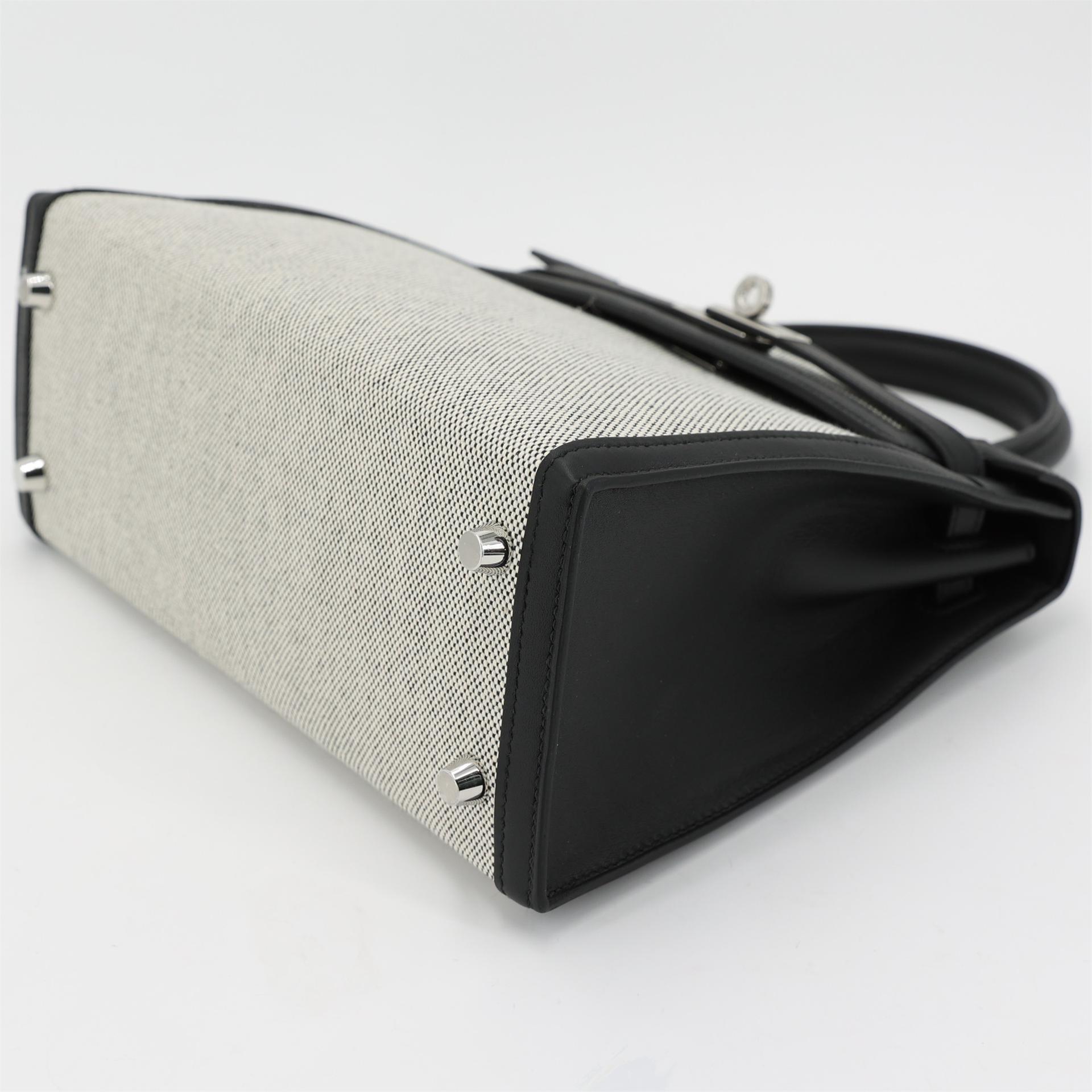 Brand New ( Rank N ) HERMÈS Kelly 25 Sellier Black (89) Swift Toile H canvas Palladium hardware W (2024) - 5