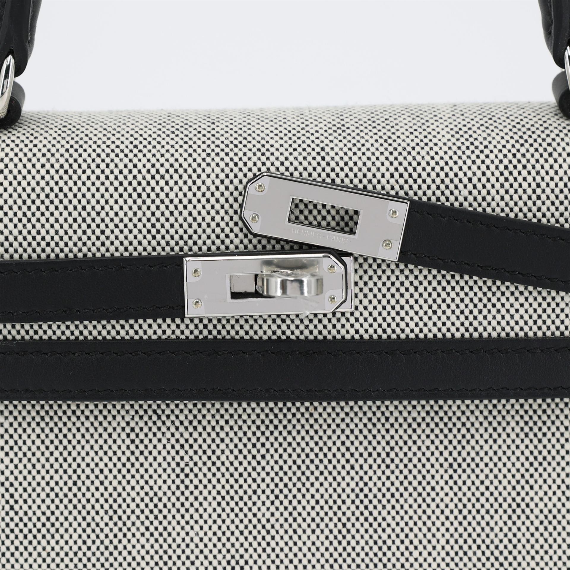 Brand New ( Rank N ) HERMÈS Kelly 25 Sellier Black (89) Swift Toile H canvas Palladium hardware W (2024) - 8