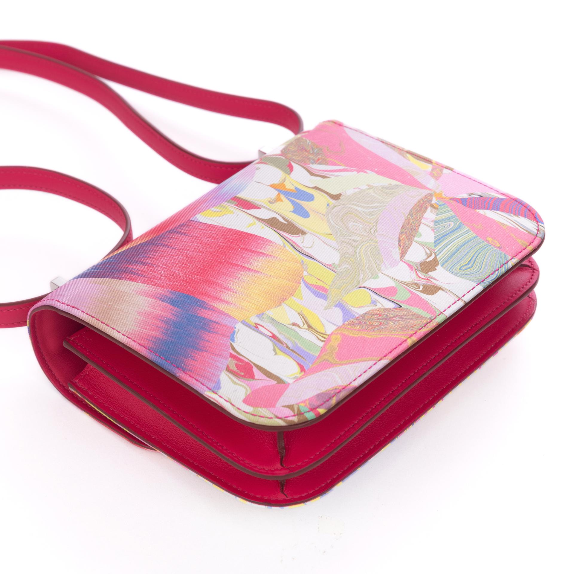 Very Good ( Rank A) HERMÈS Limited Edition Constance Mini MARBLE SILK Multi-color silk Palladium hardware Z (2021) - 6