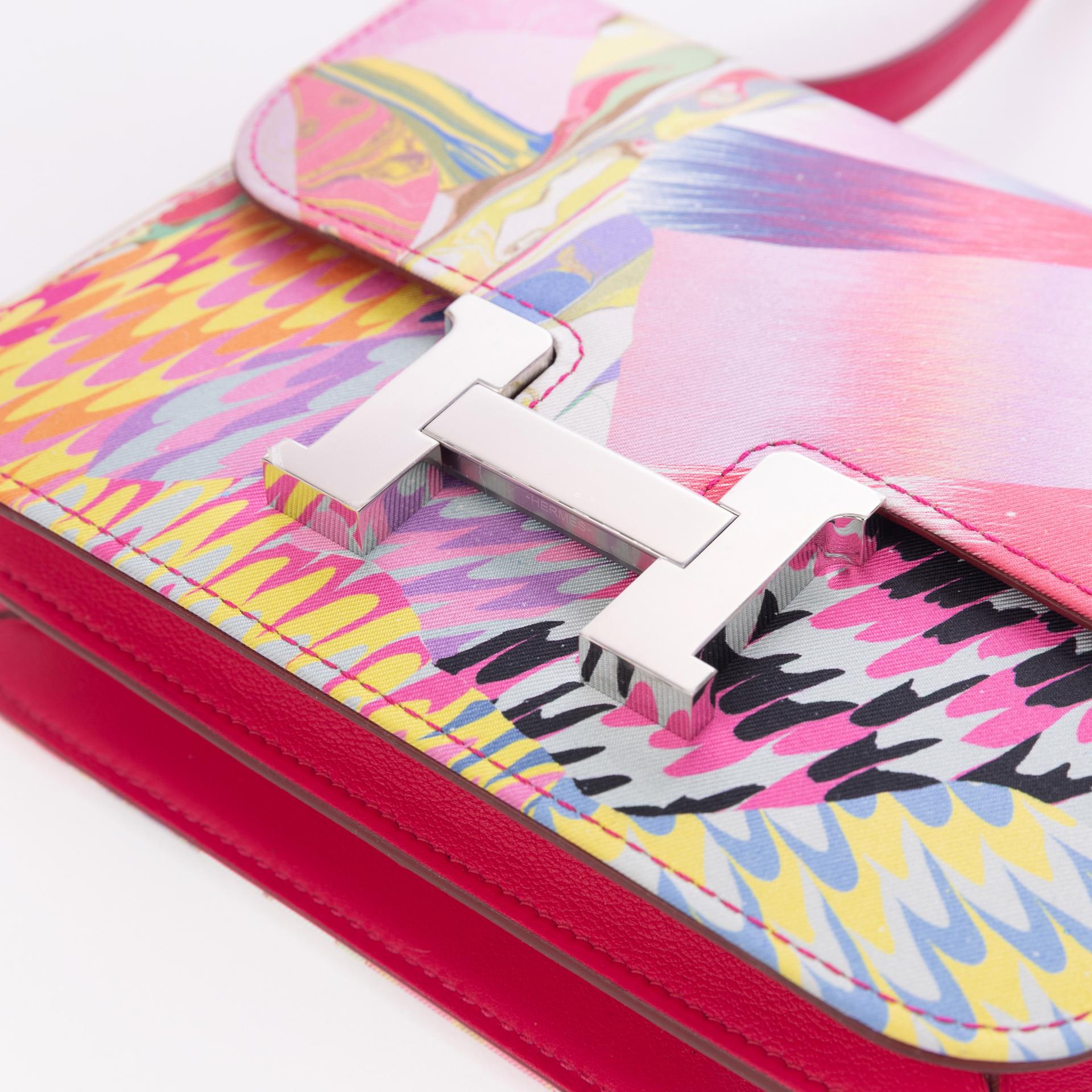 Very Good ( Rank A) HERMÈS Limited Edition Constance Mini MARBLE SILK Multi-color silk Palladium hardware Z (2021) - 8