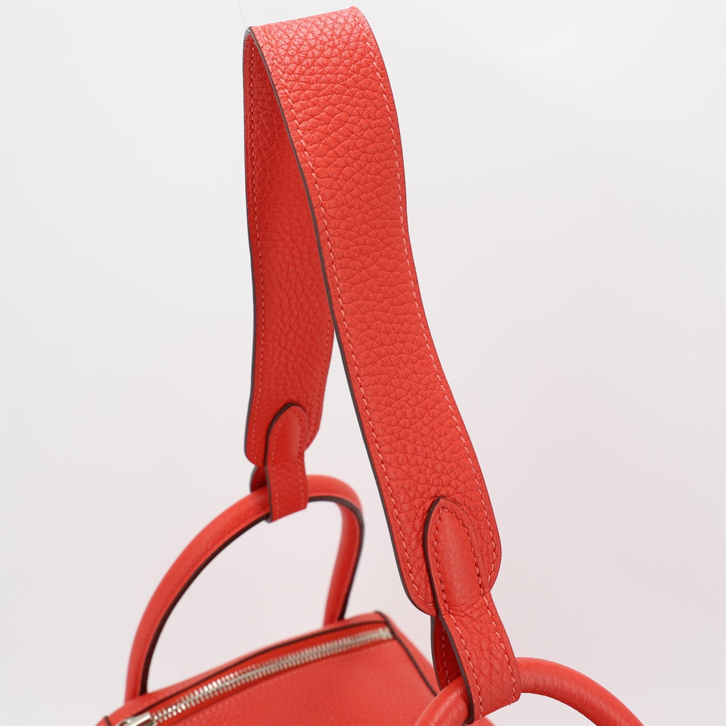 A美品 HERMÈS 愛馬仕 Lindy 30 2R 芍藥紅 Rouge Pivoine Clemence小牛皮 銀扣 T刻 2015年 - 3