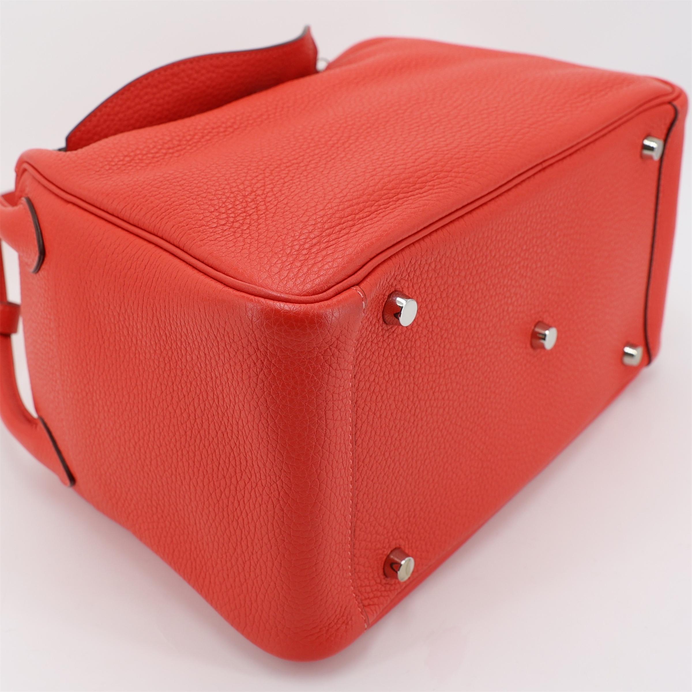 A美品 HERMÈS 愛馬仕 Lindy 30 2R 芍藥紅 Rouge Pivoine Clemence小牛皮 銀扣 T刻 2015年 - 4