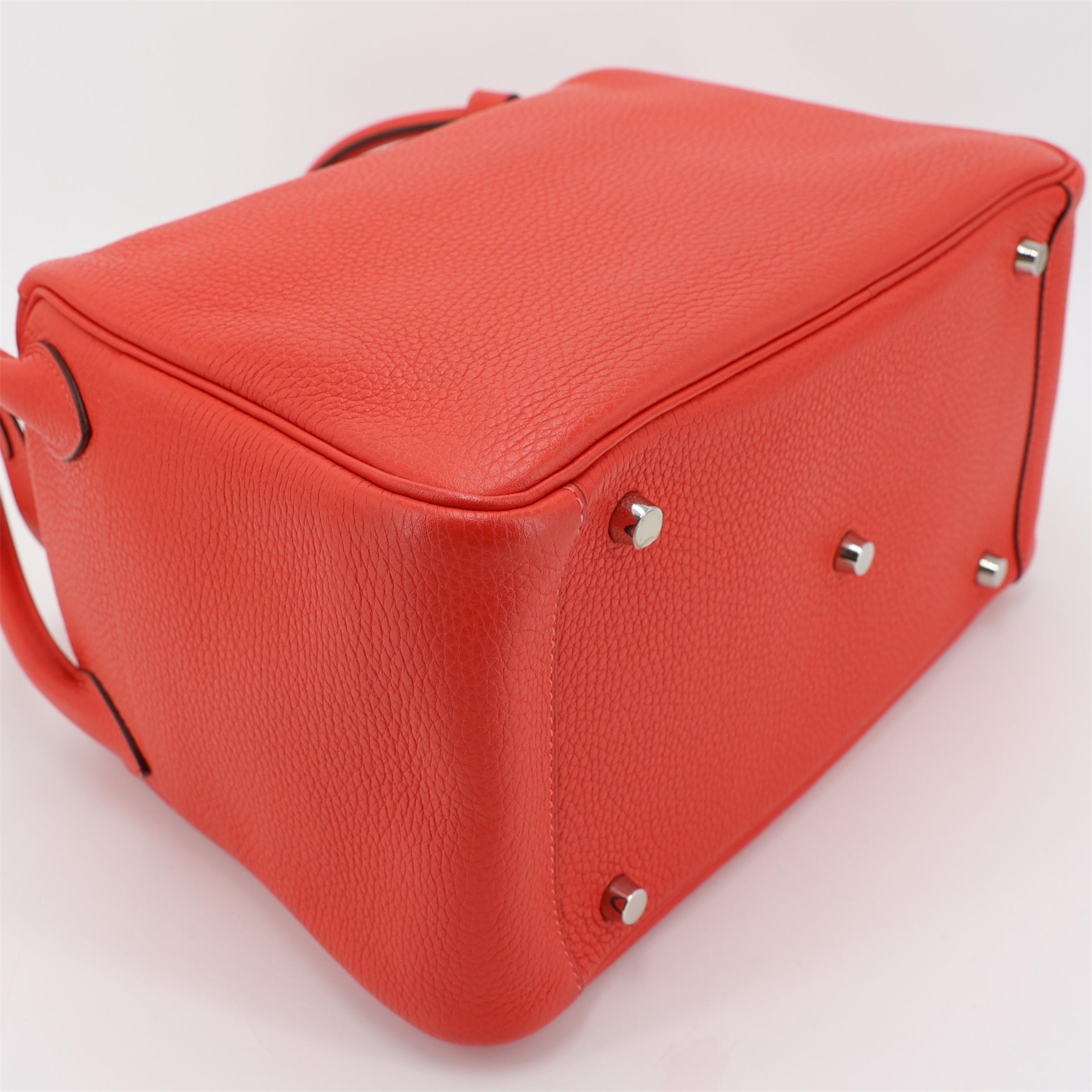 A美品 HERMÈS 愛馬仕 Lindy 30 2R 芍藥紅 Rouge Pivoine Clemence小牛皮 銀扣 T刻 2015年 - 6