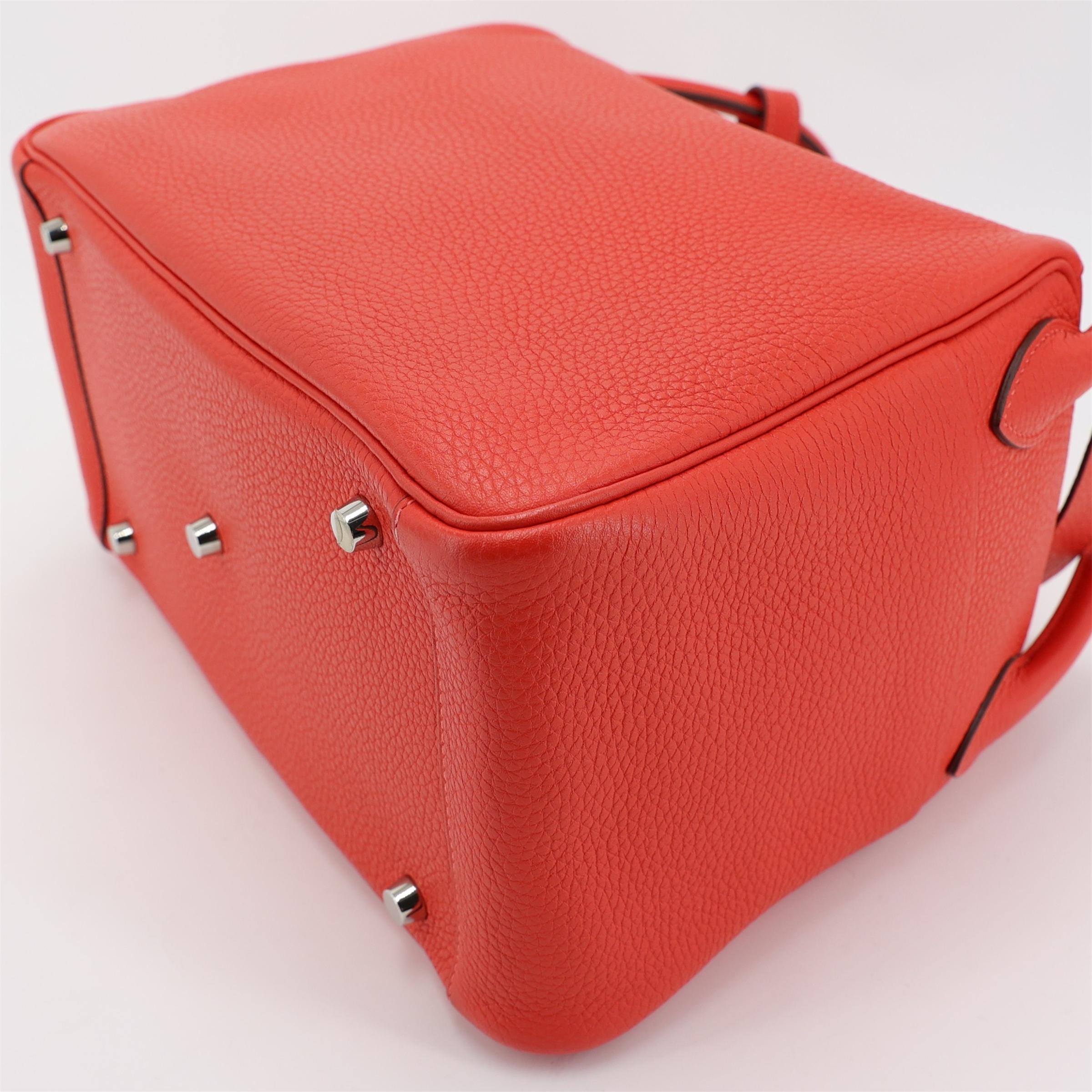 A美品 HERMÈS 愛馬仕 Lindy 30 2R 芍藥紅 Rouge Pivoine Clemence小牛皮 銀扣 T刻 2015年 - 7