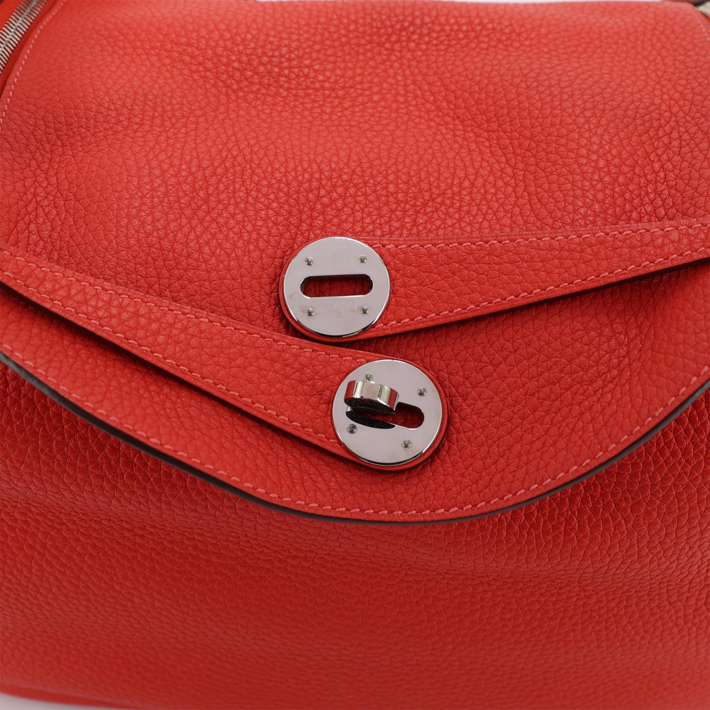 A美品 HERMÈS 愛馬仕 Lindy 30 2R 芍藥紅 Rouge Pivoine Clemence小牛皮 銀扣 T刻 2015年 - 8