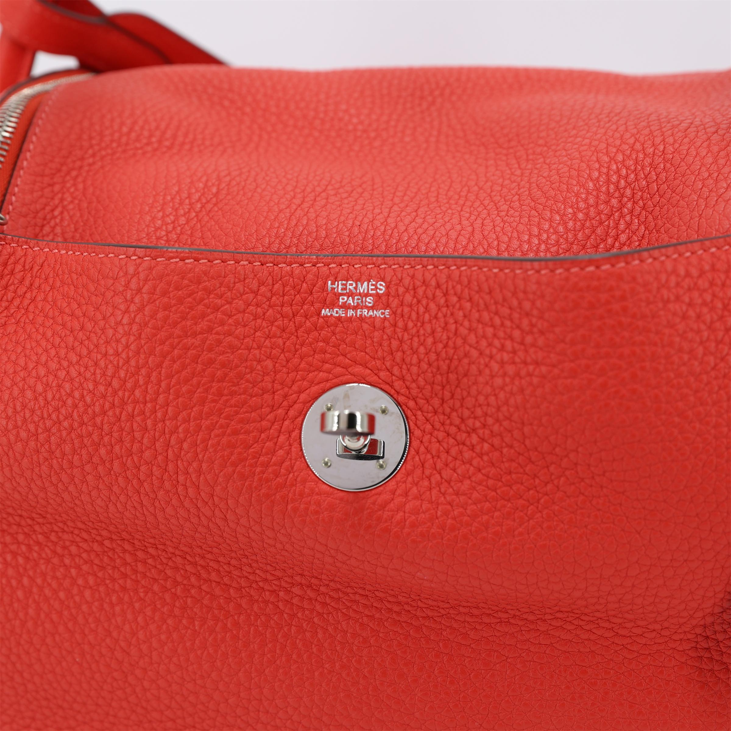 A美品 HERMÈS 愛馬仕 Lindy 30 2R 芍藥紅 Rouge Pivoine Clemence小牛皮 銀扣 T刻 2015年 - 9