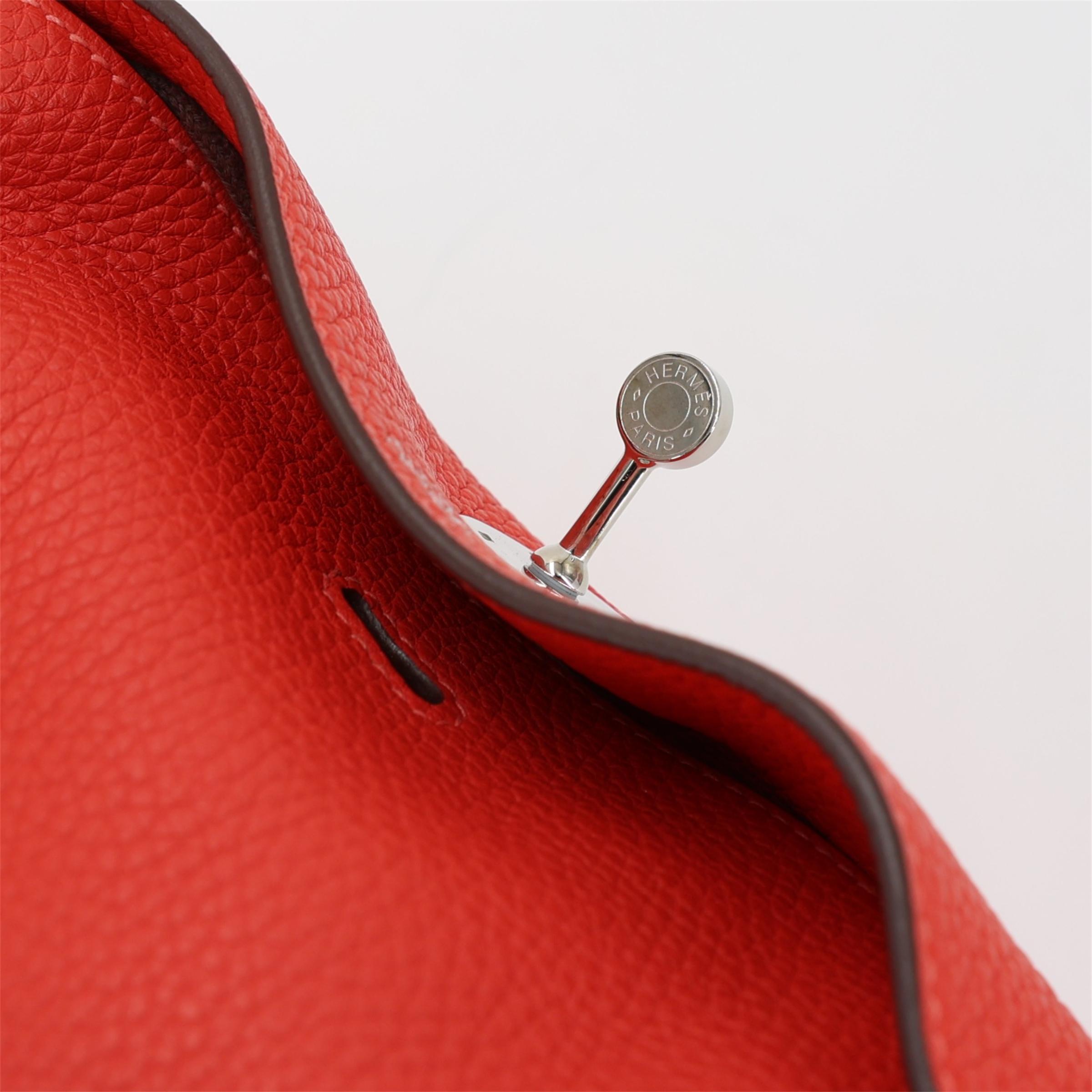 A美品 HERMÈS 愛馬仕 Lindy 30 2R 芍藥紅 Rouge Pivoine Clemence小牛皮 銀扣 T刻 2015年 - 10
