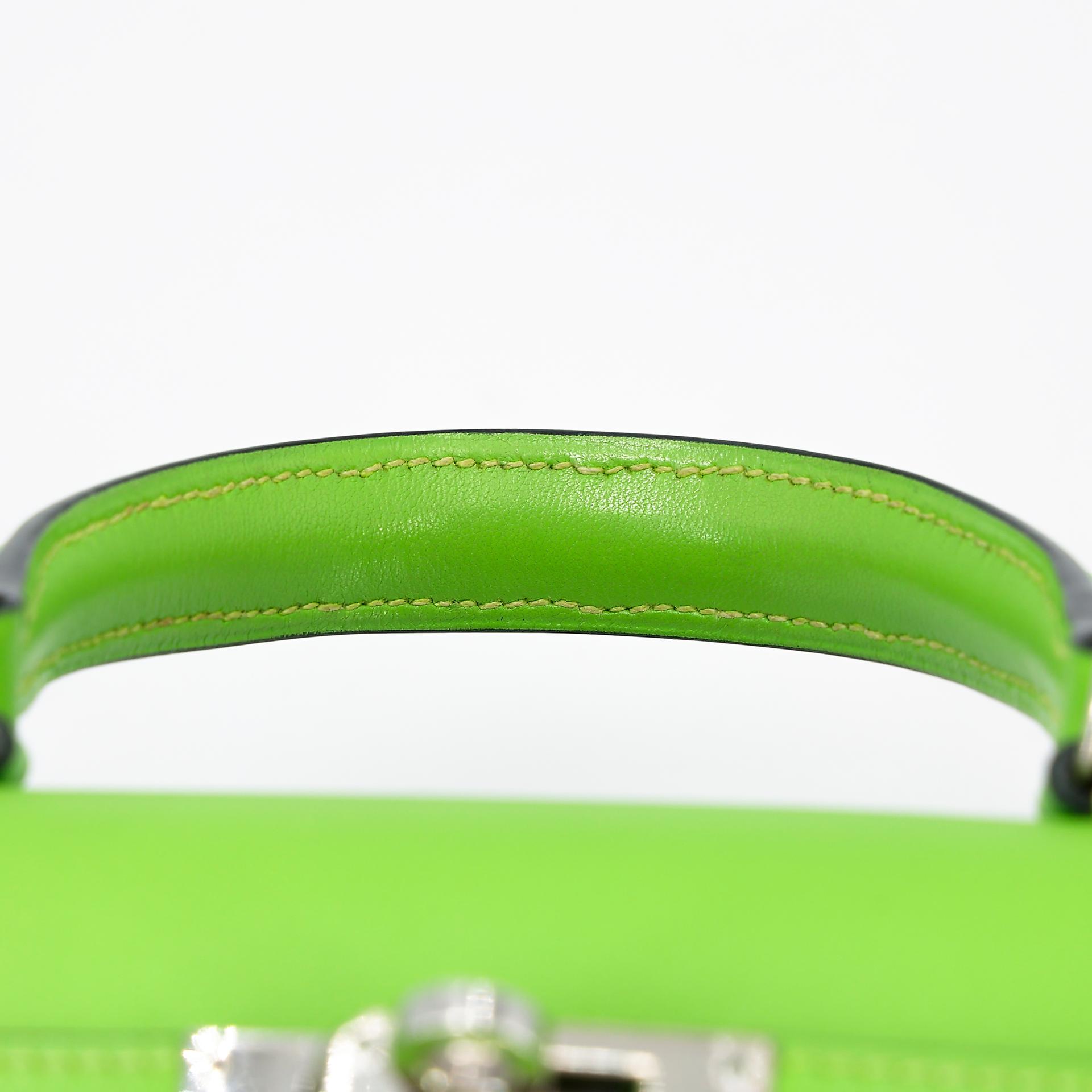 ランク A HERMÈS エルメス ミニケリー旧 アップルグリーン (62) スイフト シルバー金具 □D刻印 - 4