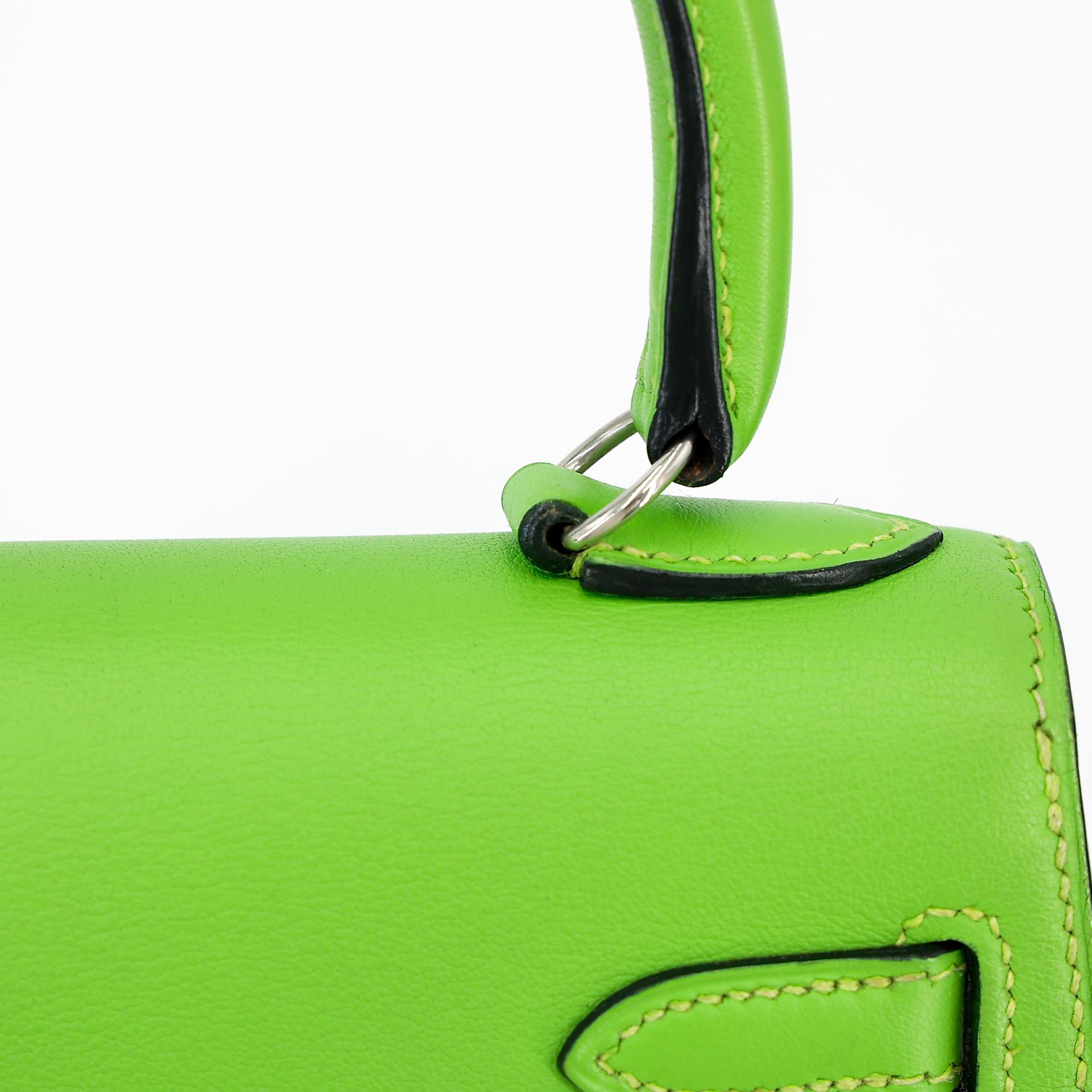 ランク A HERMÈS エルメス ミニケリー旧 アップルグリーン (62) スイフト シルバー金具 □D刻印 - 7