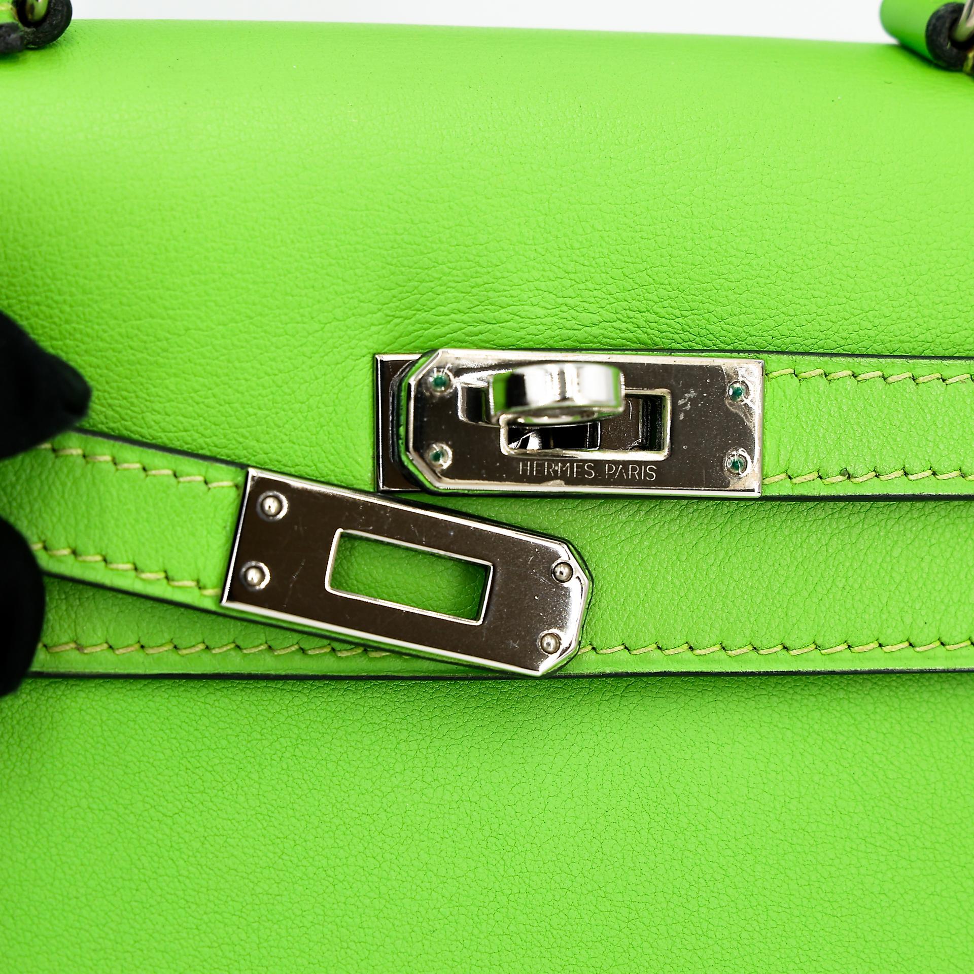 ランク A HERMÈS エルメス ミニケリー旧 アップルグリーン (62) スイフト シルバー金具 □D刻印 - 18