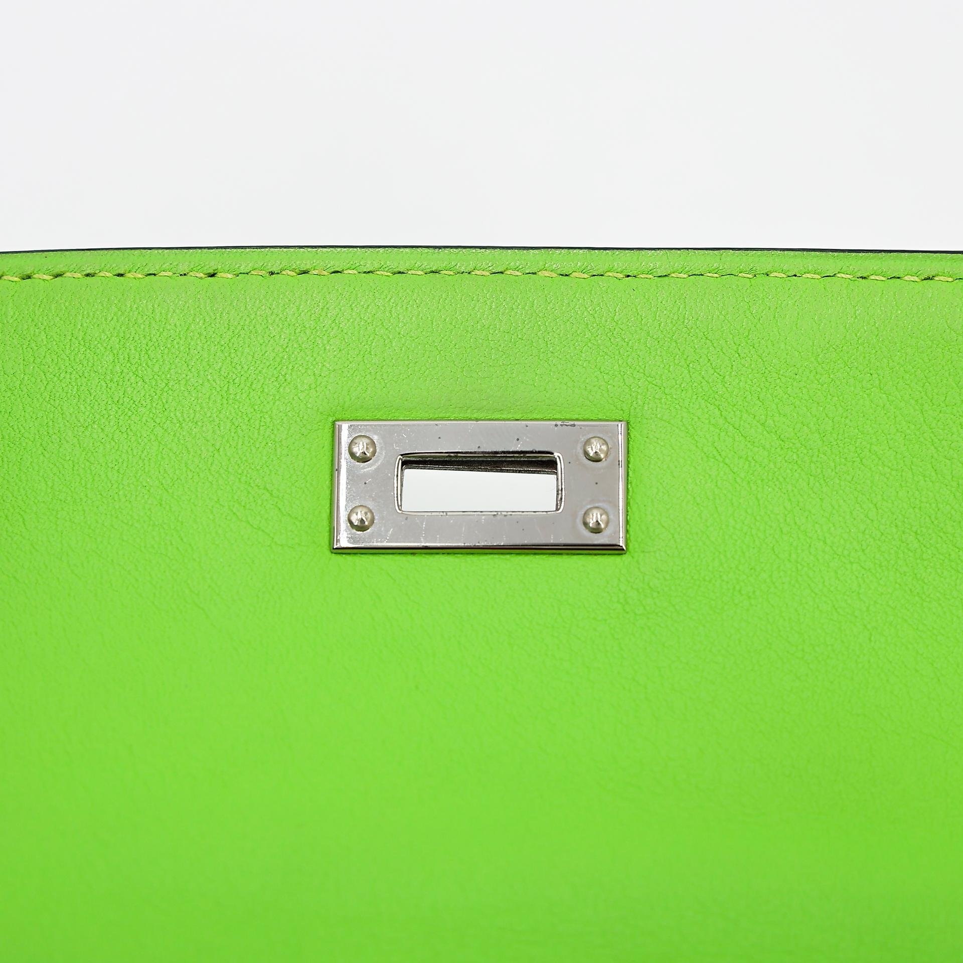 ランク A HERMÈS エルメス ミニケリー旧 アップルグリーン (62) スイフト シルバー金具 □D刻印 - 22