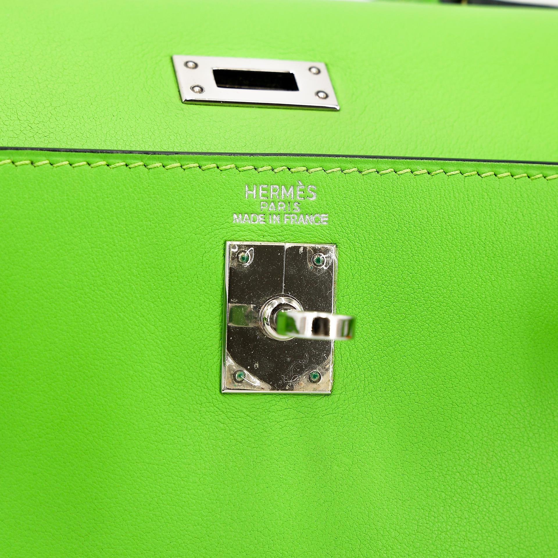 ランク A HERMÈS エルメス ミニケリー旧 アップルグリーン (62) スイフト シルバー金具 □D刻印 - 26