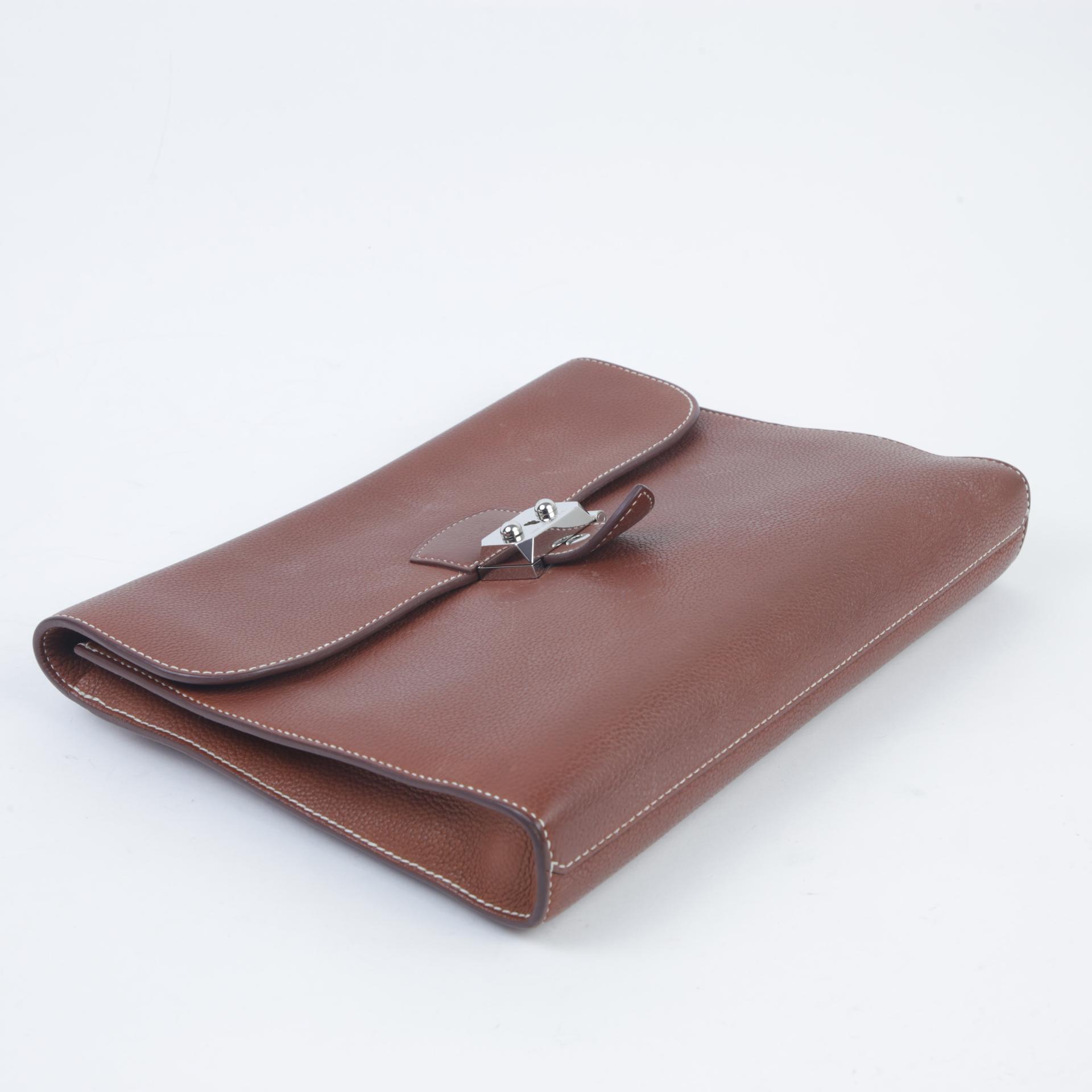 Good ( Rank AB) HERMÈS Sac a Depeches29 Fauve (34) Barenia Faubourg Palladium hardware U (2022) - 3